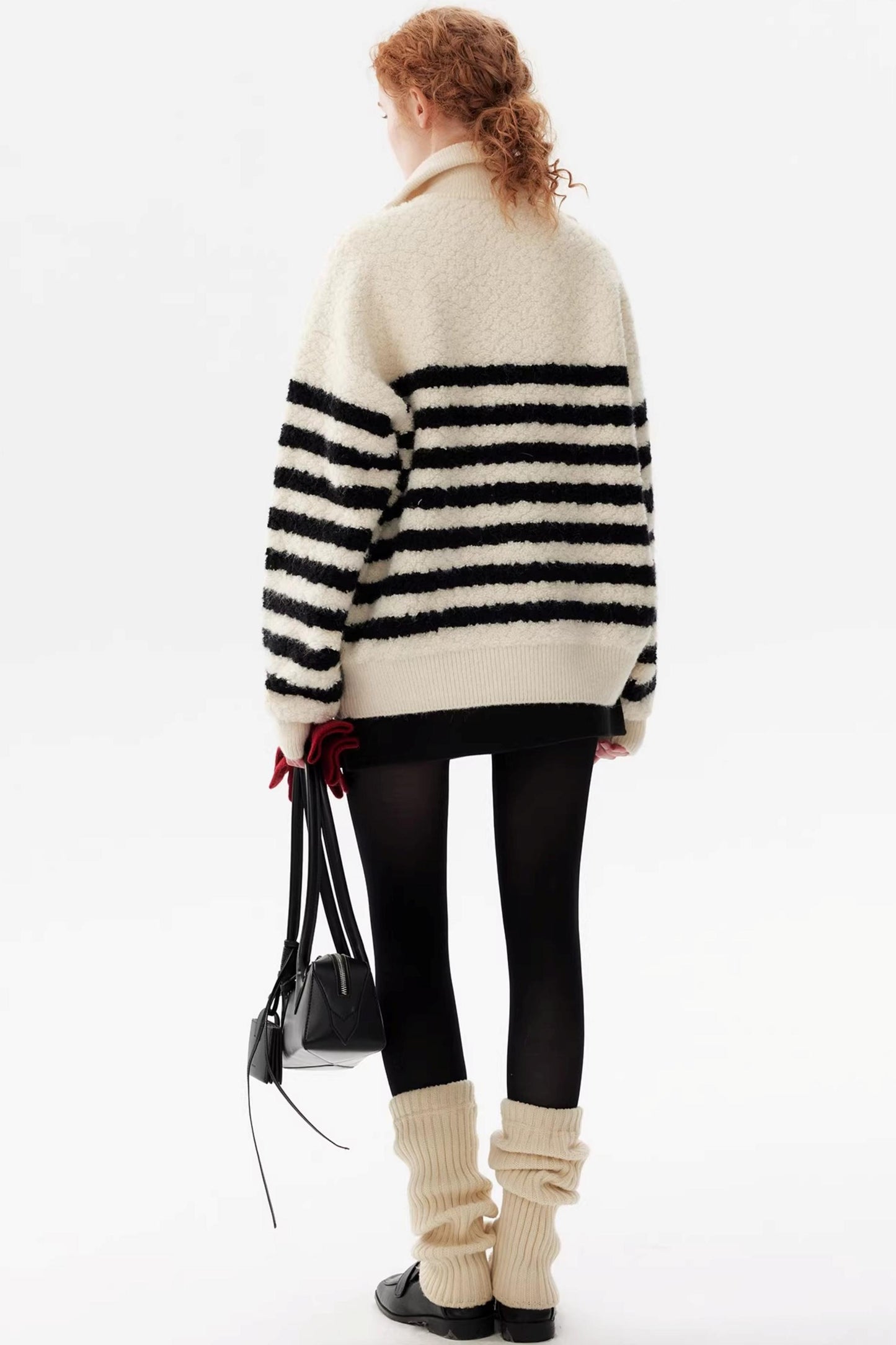 Striped Fleece Pullover Sweater