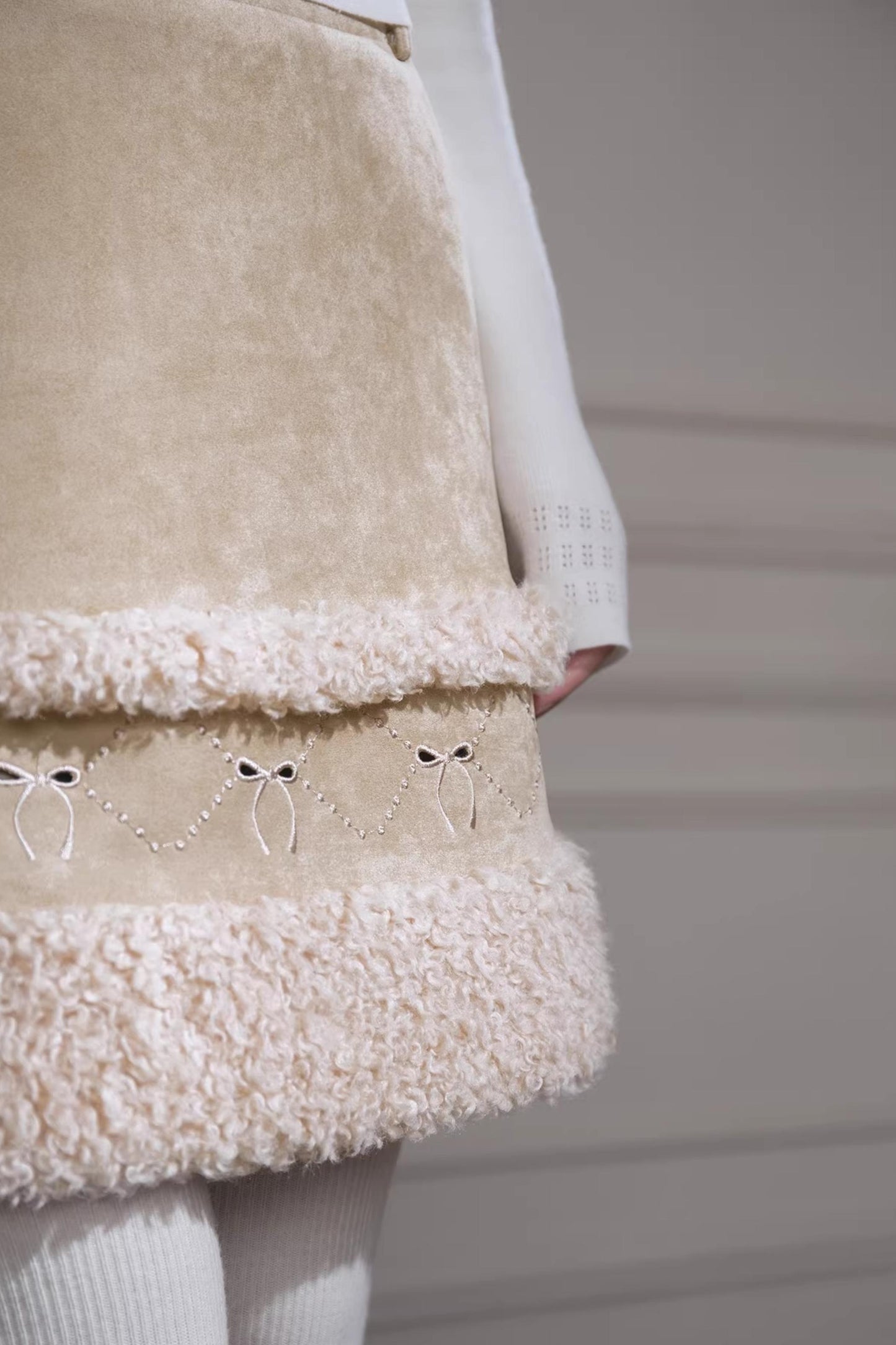 Khaki Suede A-Line Skirt