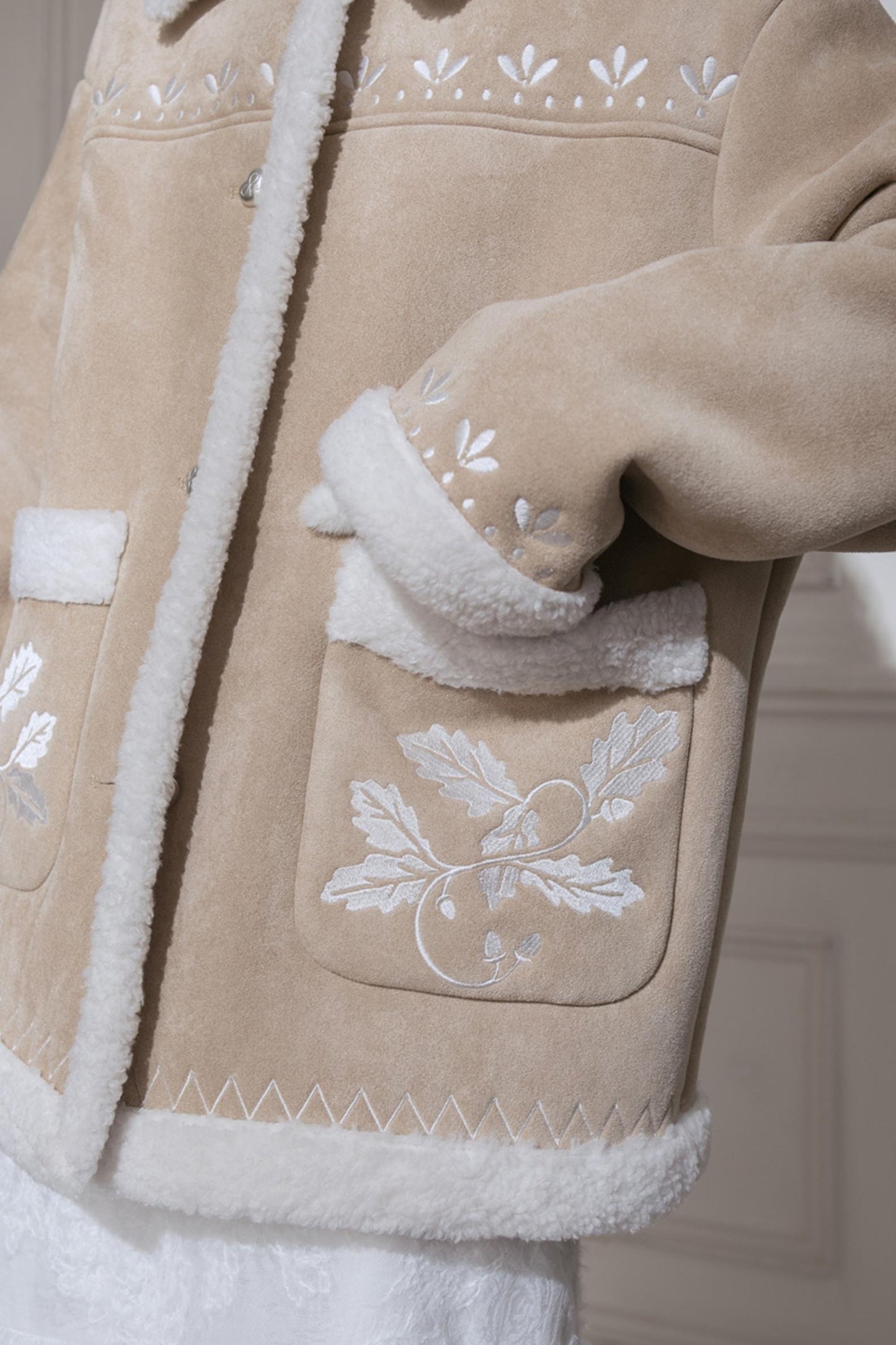 Warm Suede Embroidery Jacket