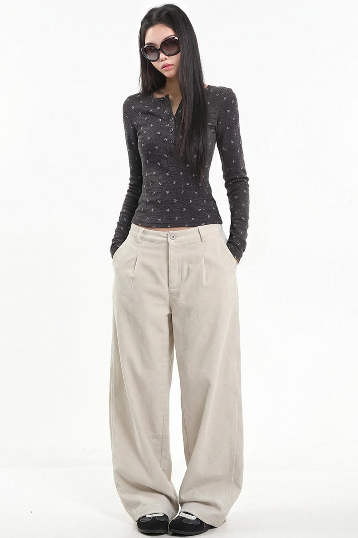 Retro Henry Collar Blouse