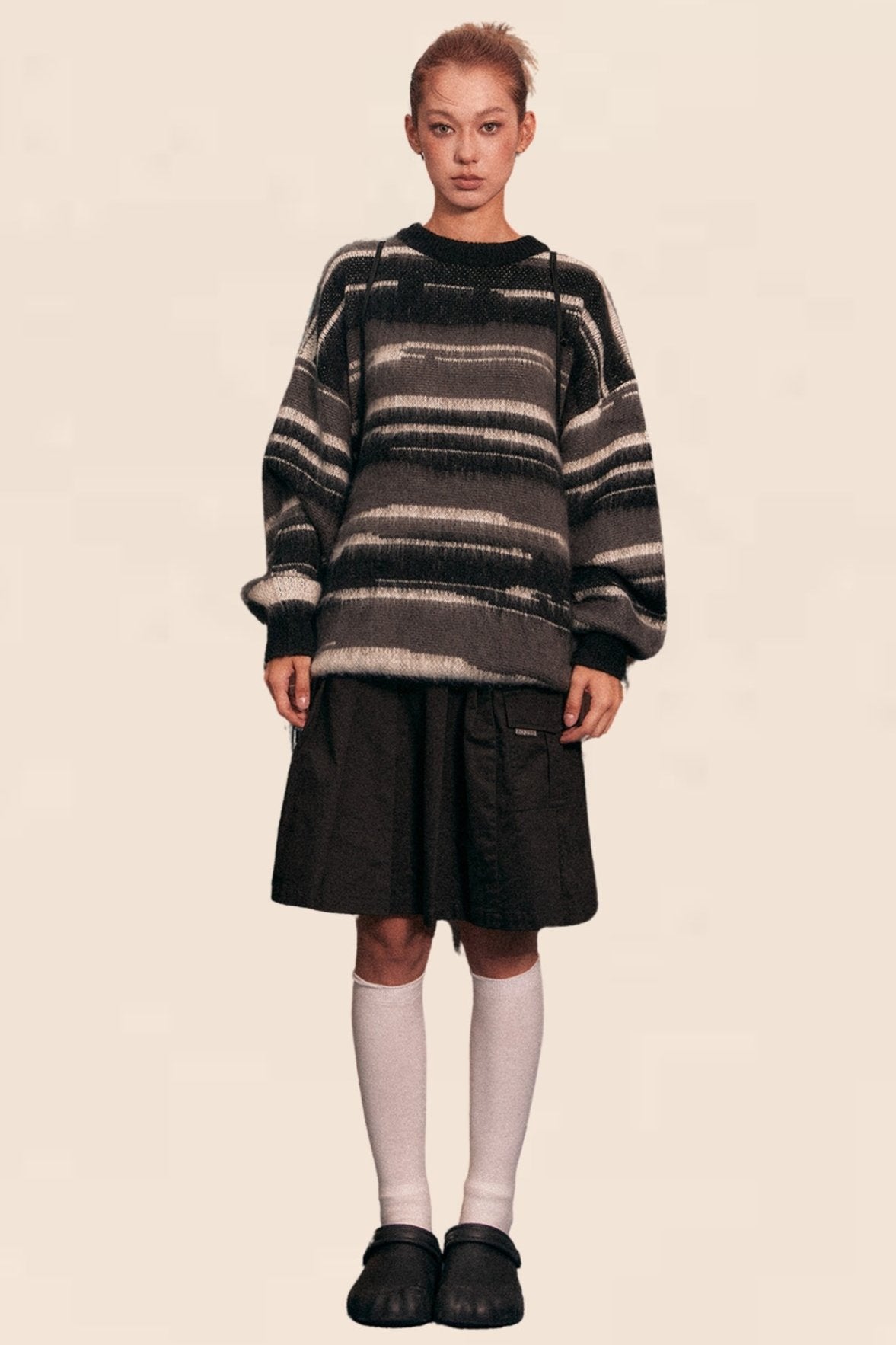 느슨한 빈티지 스트라이프 니트 탑