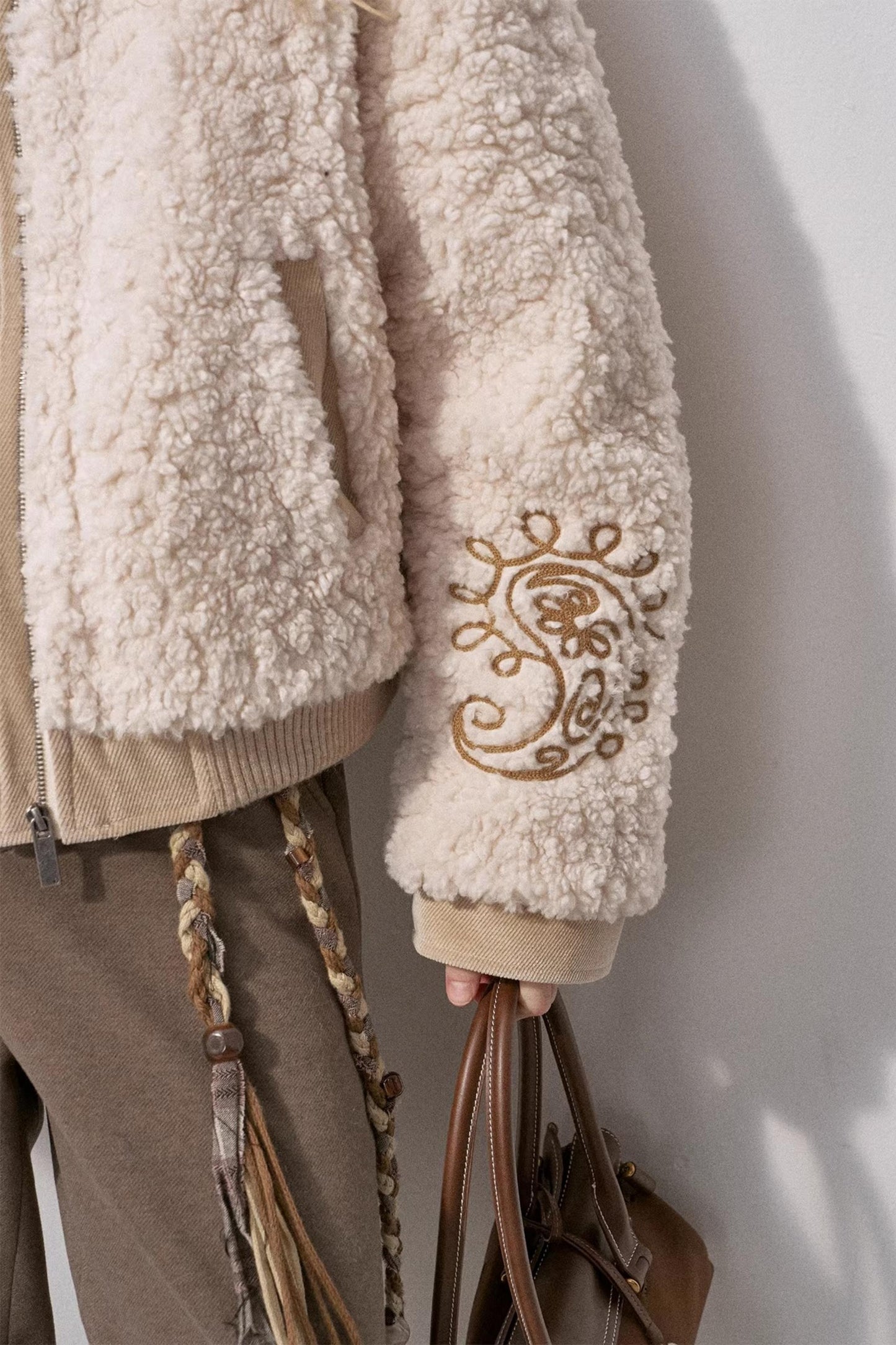 Lamb Wool Paisley Parka Jacket