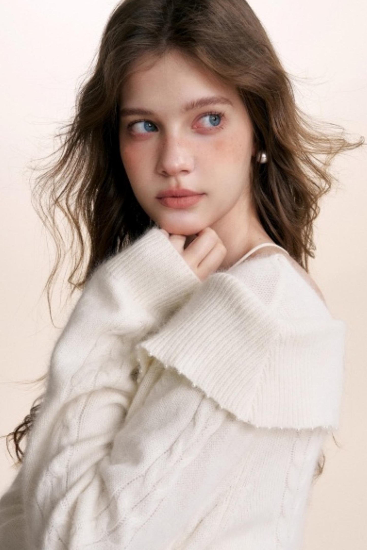 Velvet Pearl One-Shoulder Sweater