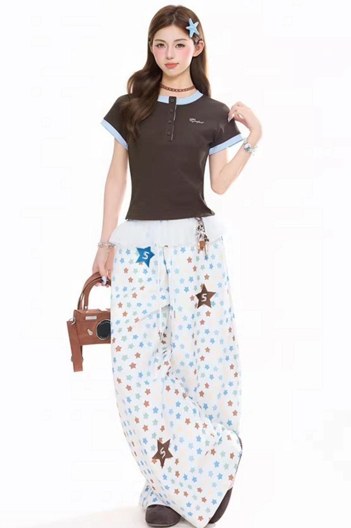 Retro Star Wide-Leg Pants