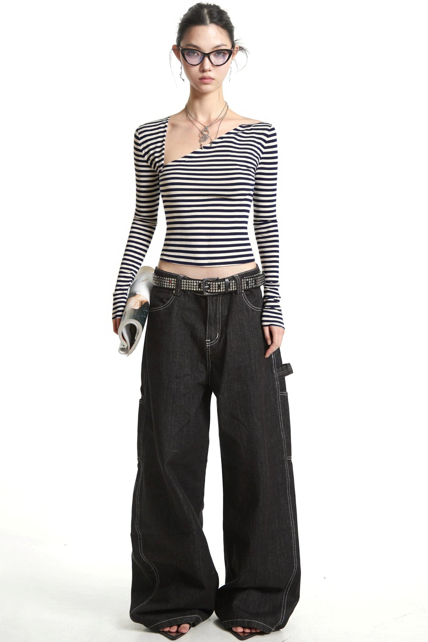 Retro Striped Off-Shoulder Top