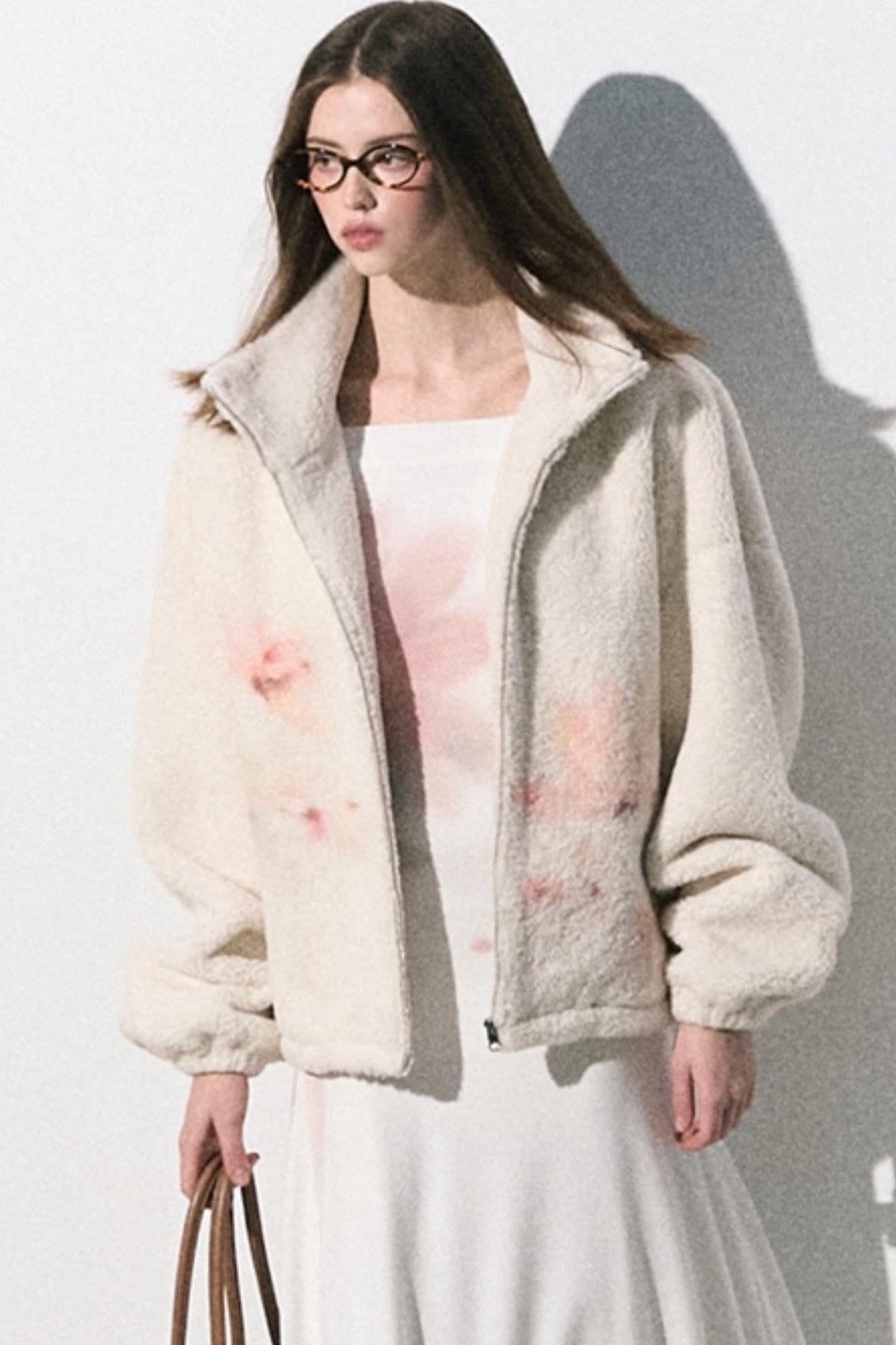 프린트 양모 바이브 숏 재킷