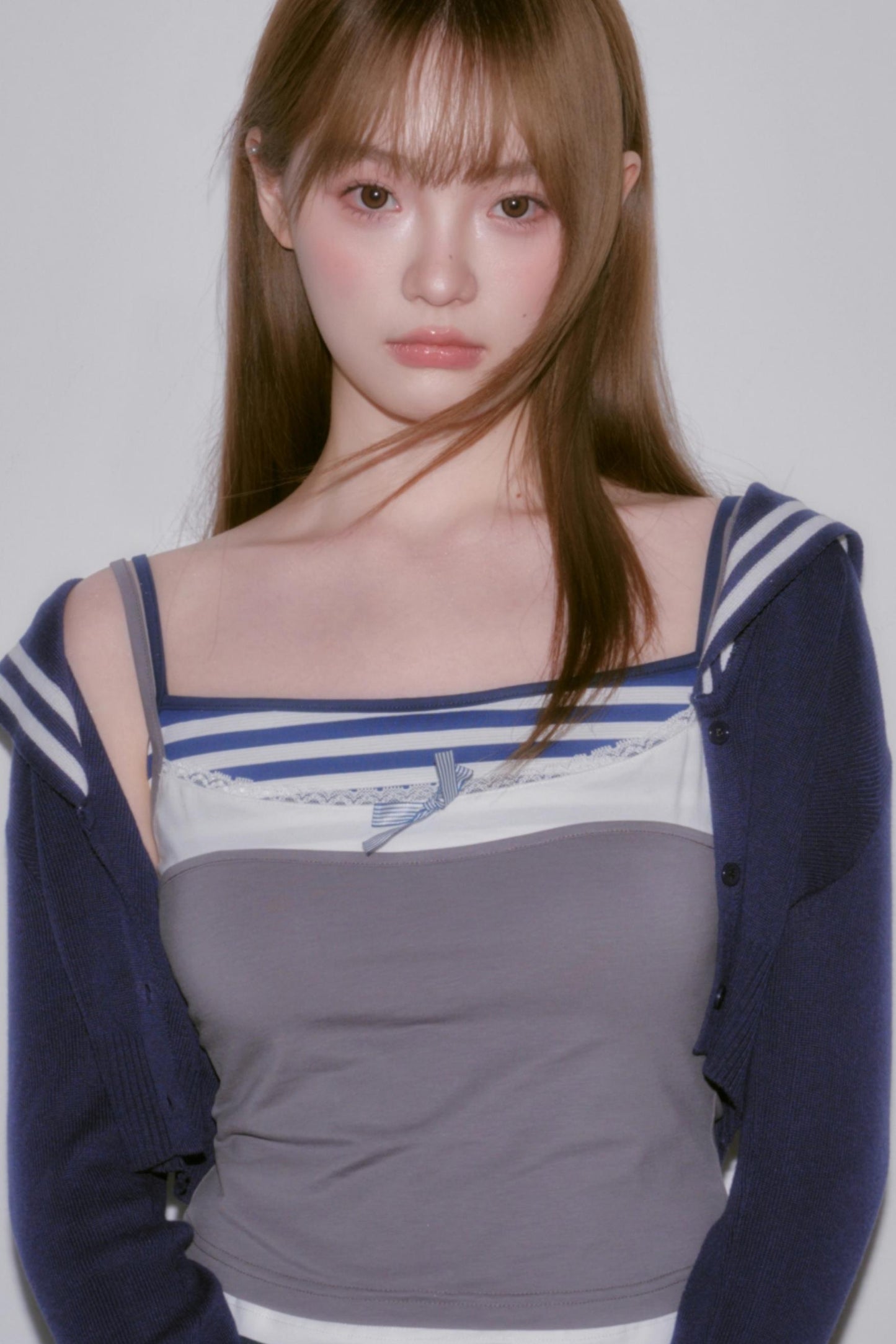 Cute Fake Two-Piece Layered Top