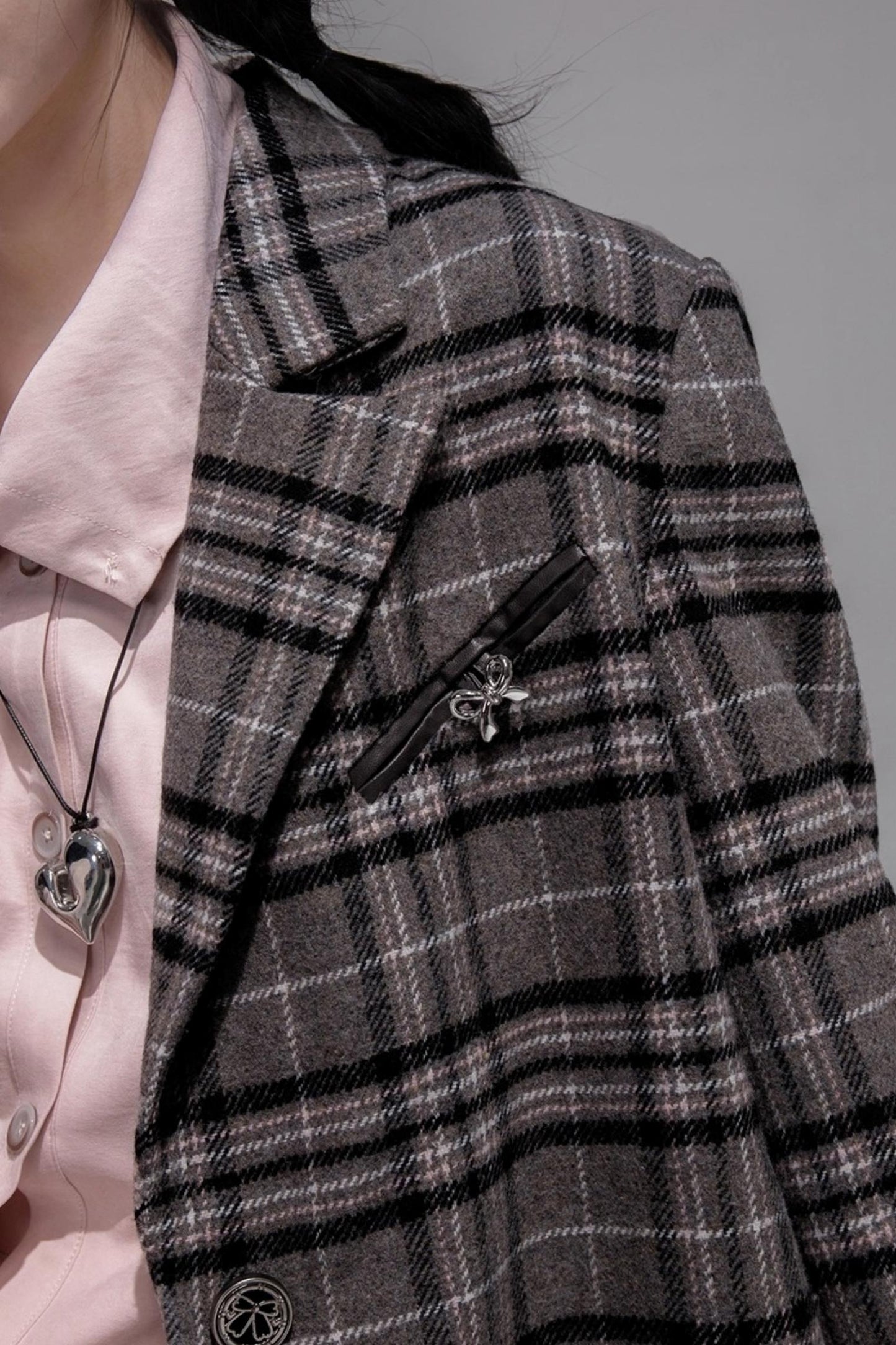 Gray Patchwork Tweed Jacket