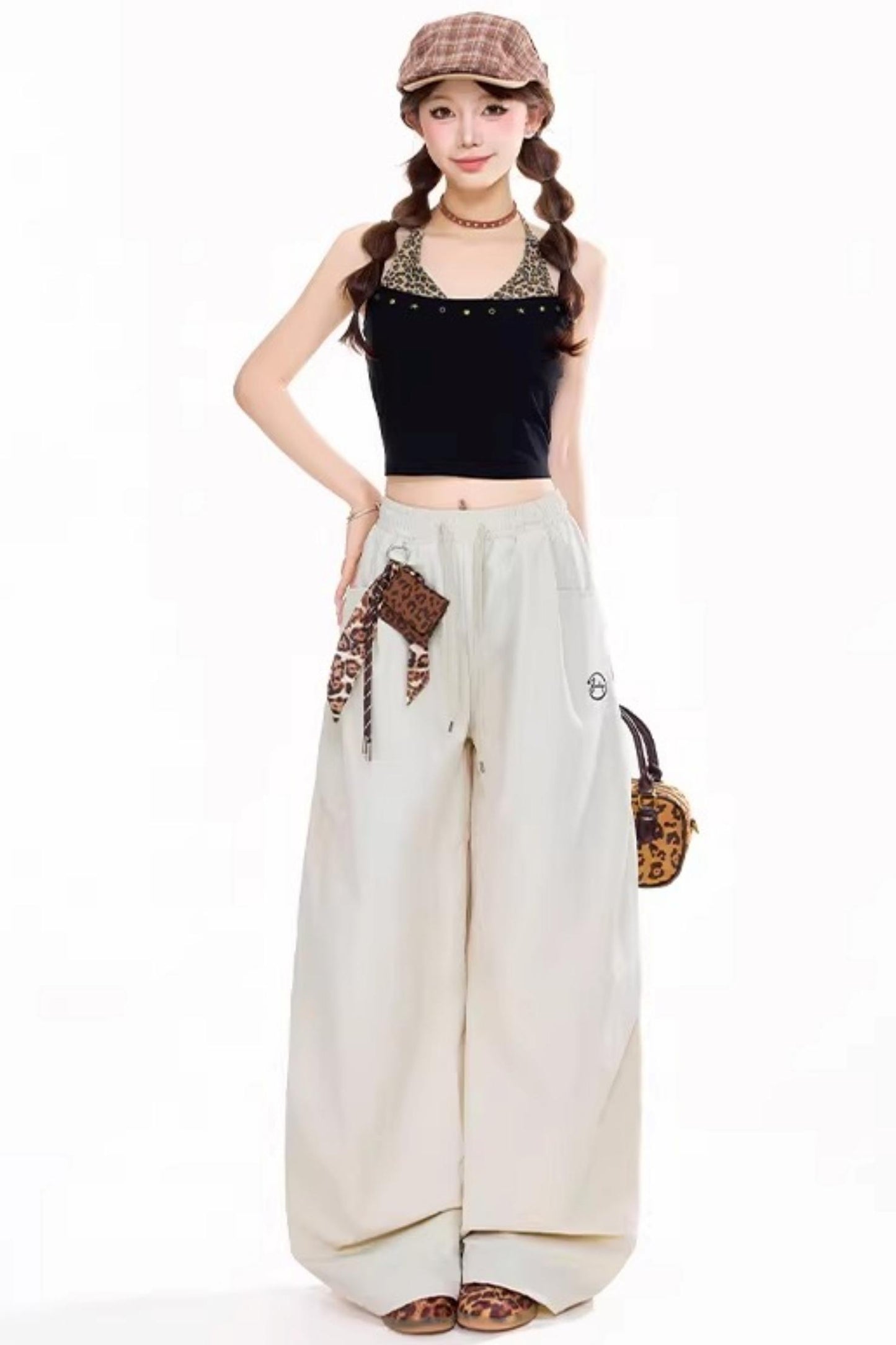 레트로 레오파드 카고 바지