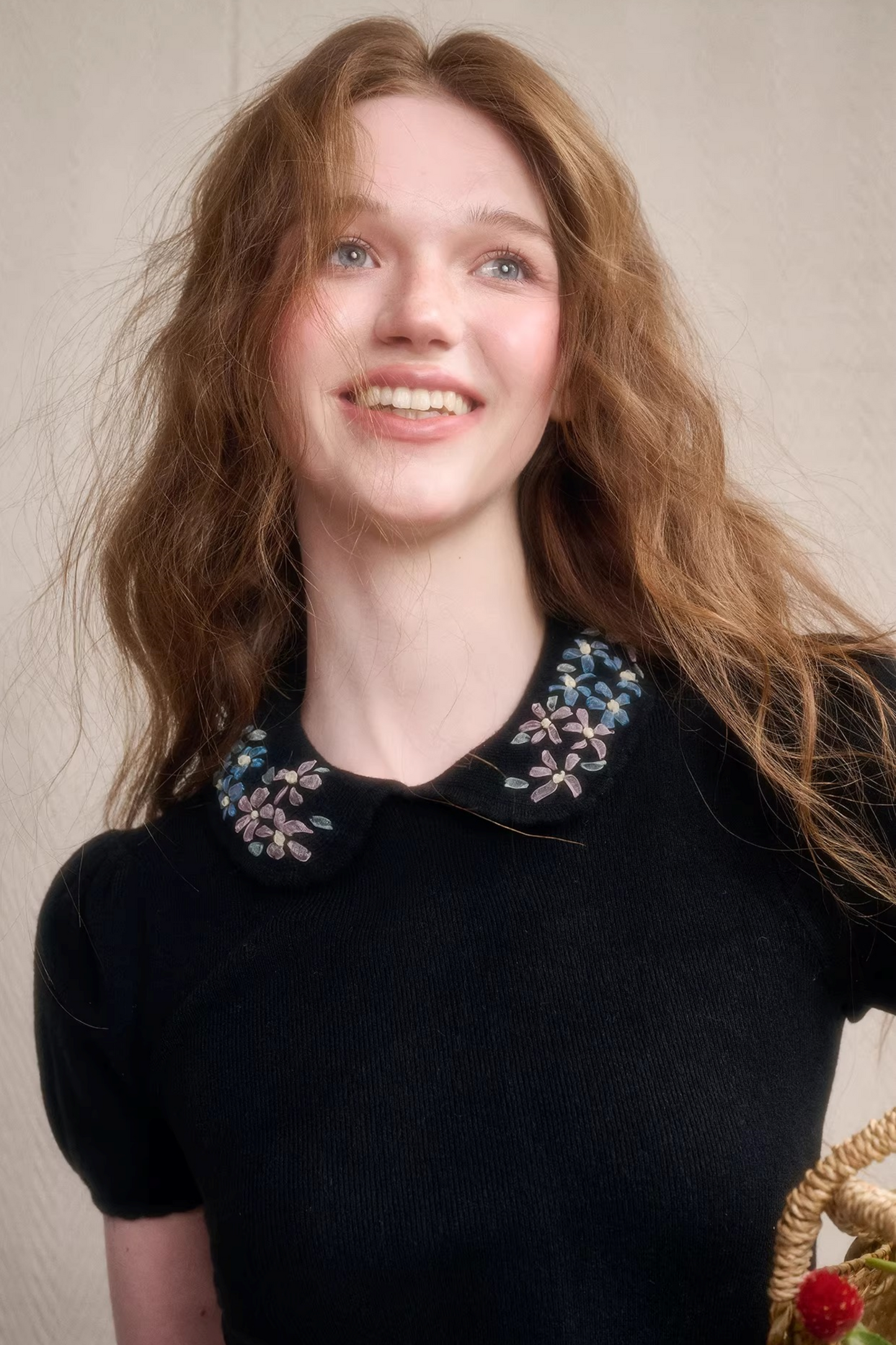 Frozen Flowers Wool Embroidery Top