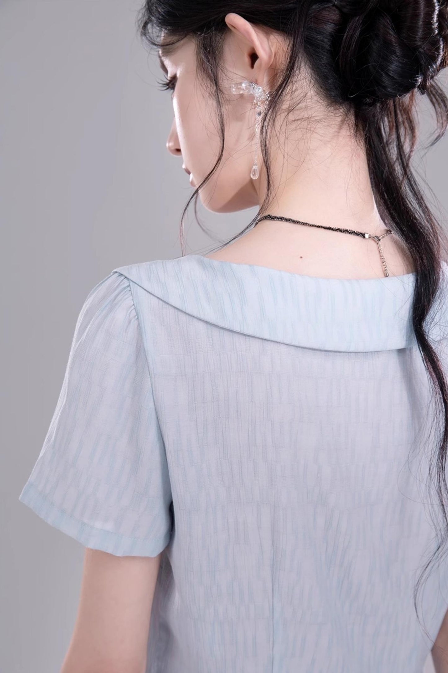 Blue Geometric Short Sleeve Shirt