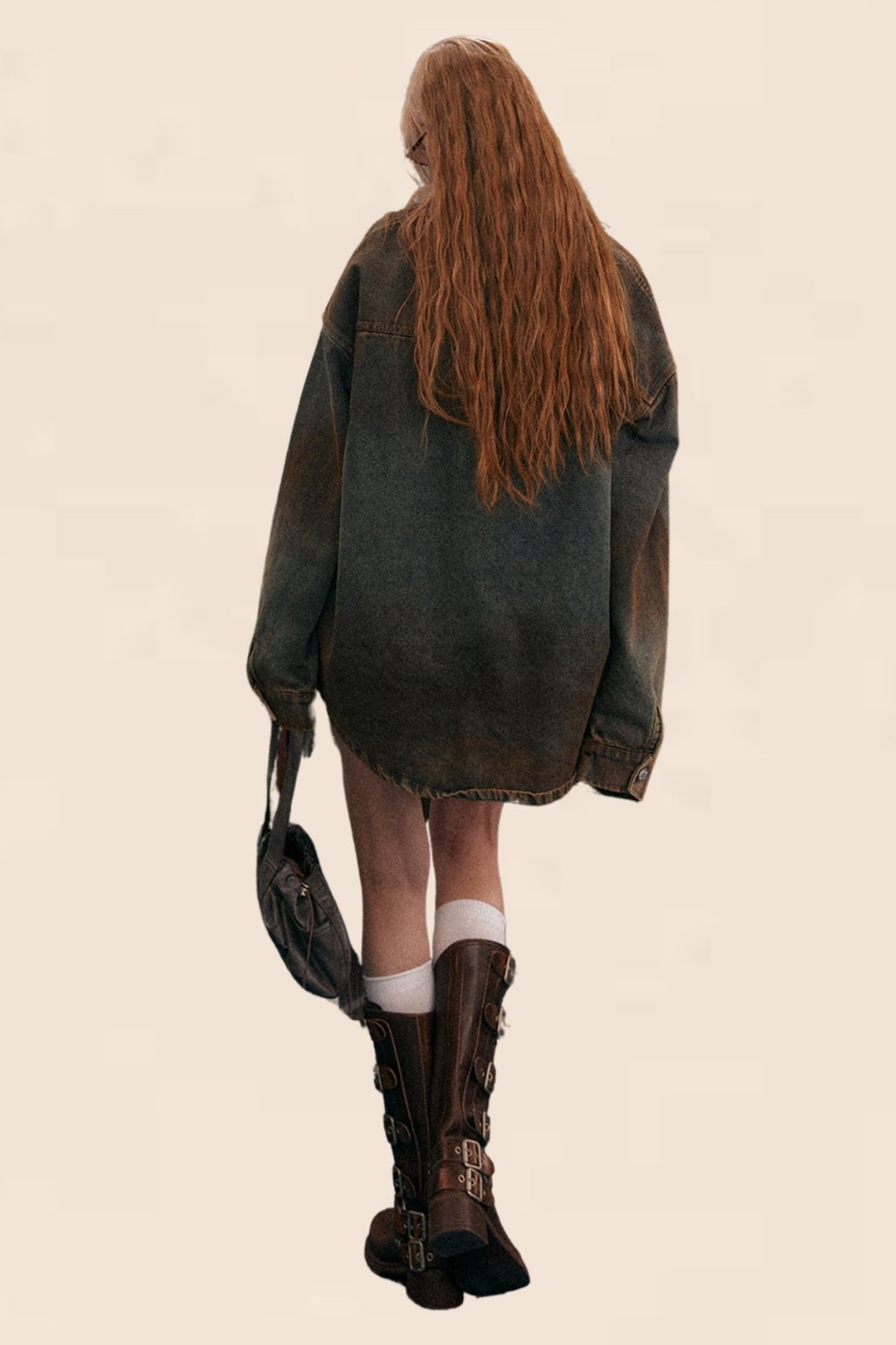 Veste en denim usée rouille