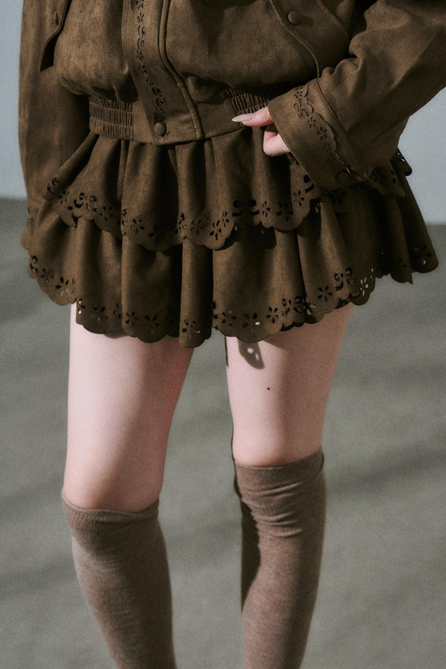 Winter Flower Suede Skirt Set-Up