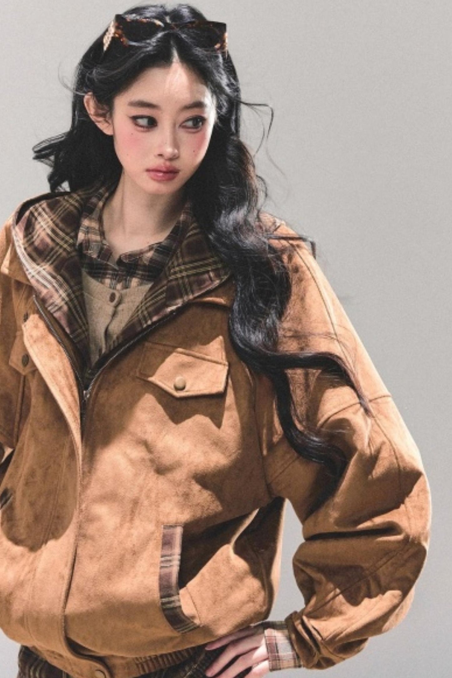 Hepburn Plaid Hooded Coat