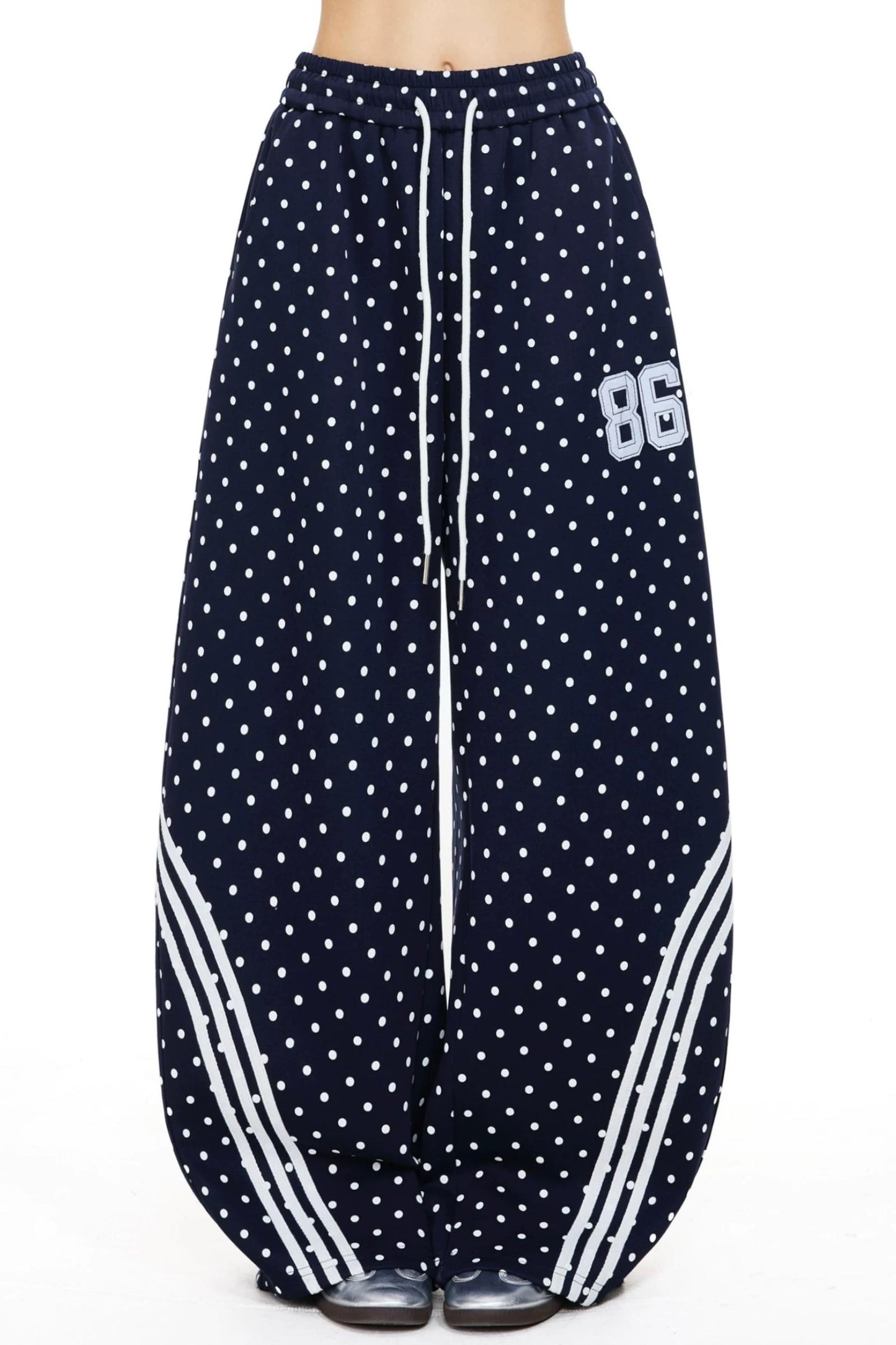 Retro Star-Striped Wide-Leg Pants