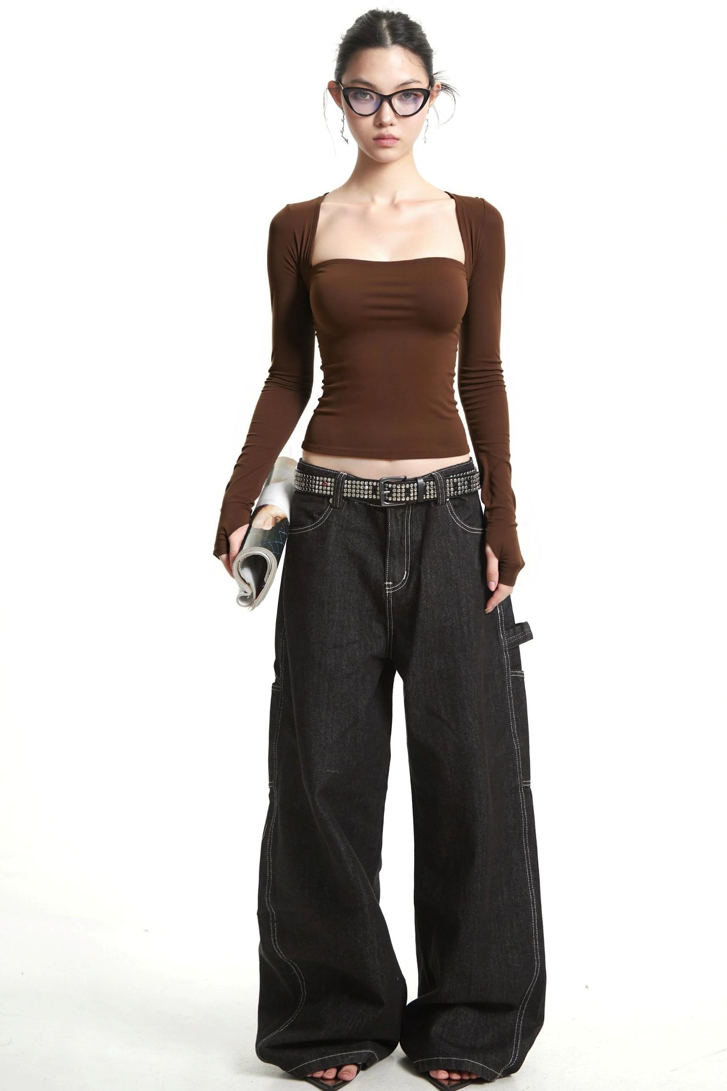 Black Slimming Two-Piece Top