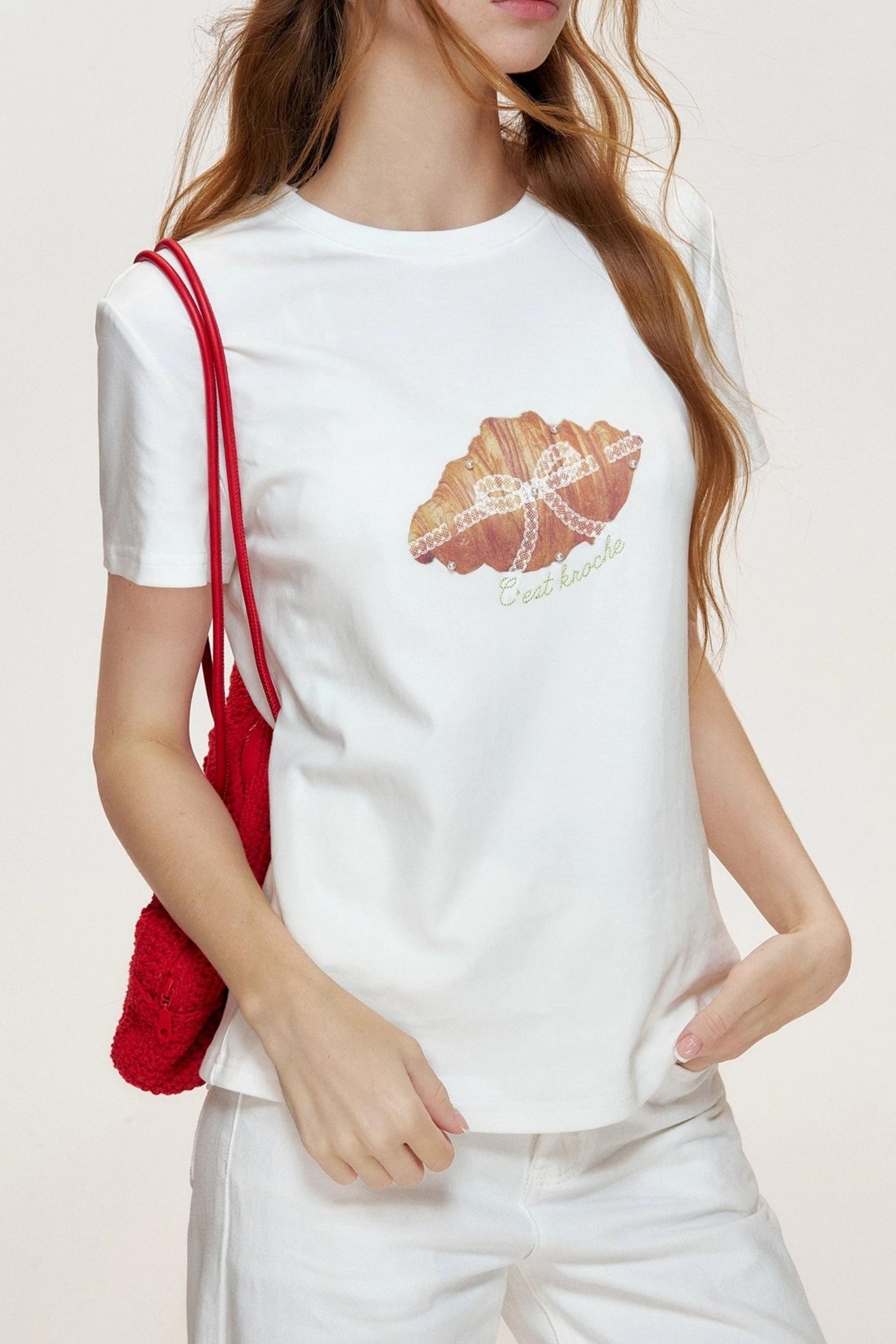 Croissant Lace Short Sleeve T-Shirt