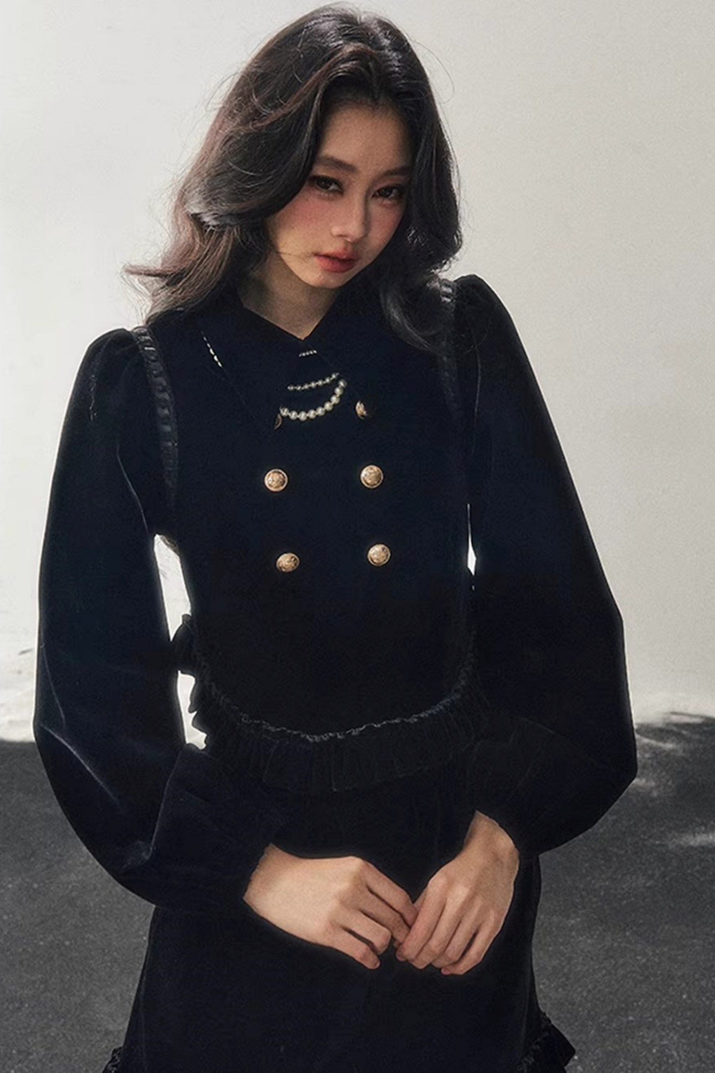 Conjunto de Traje de Invierno de Terciopelo Francés
