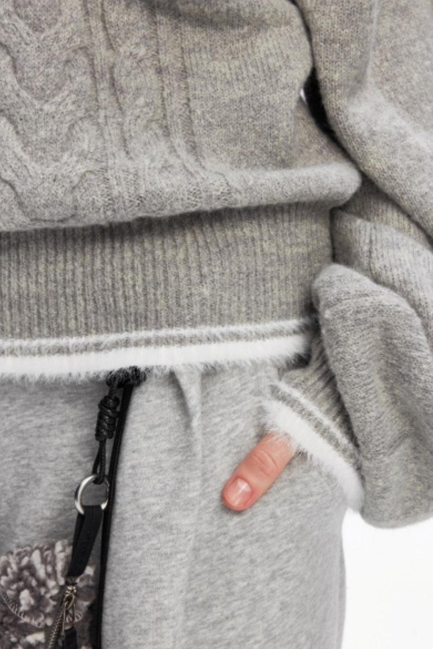 Off-Shoulder Color-Blocked Knit Sweater