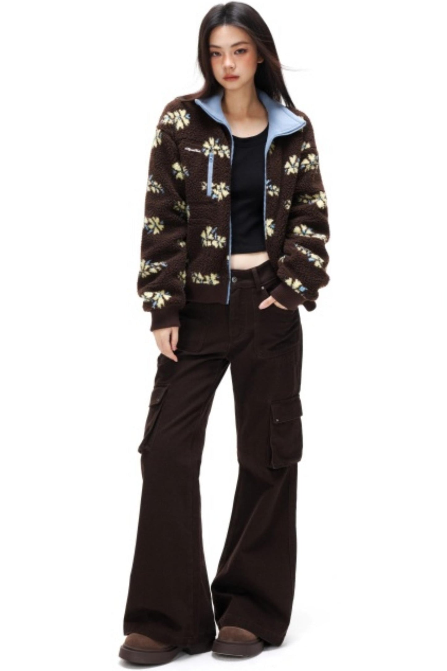 Floral Fair Isle Fleece Jacket