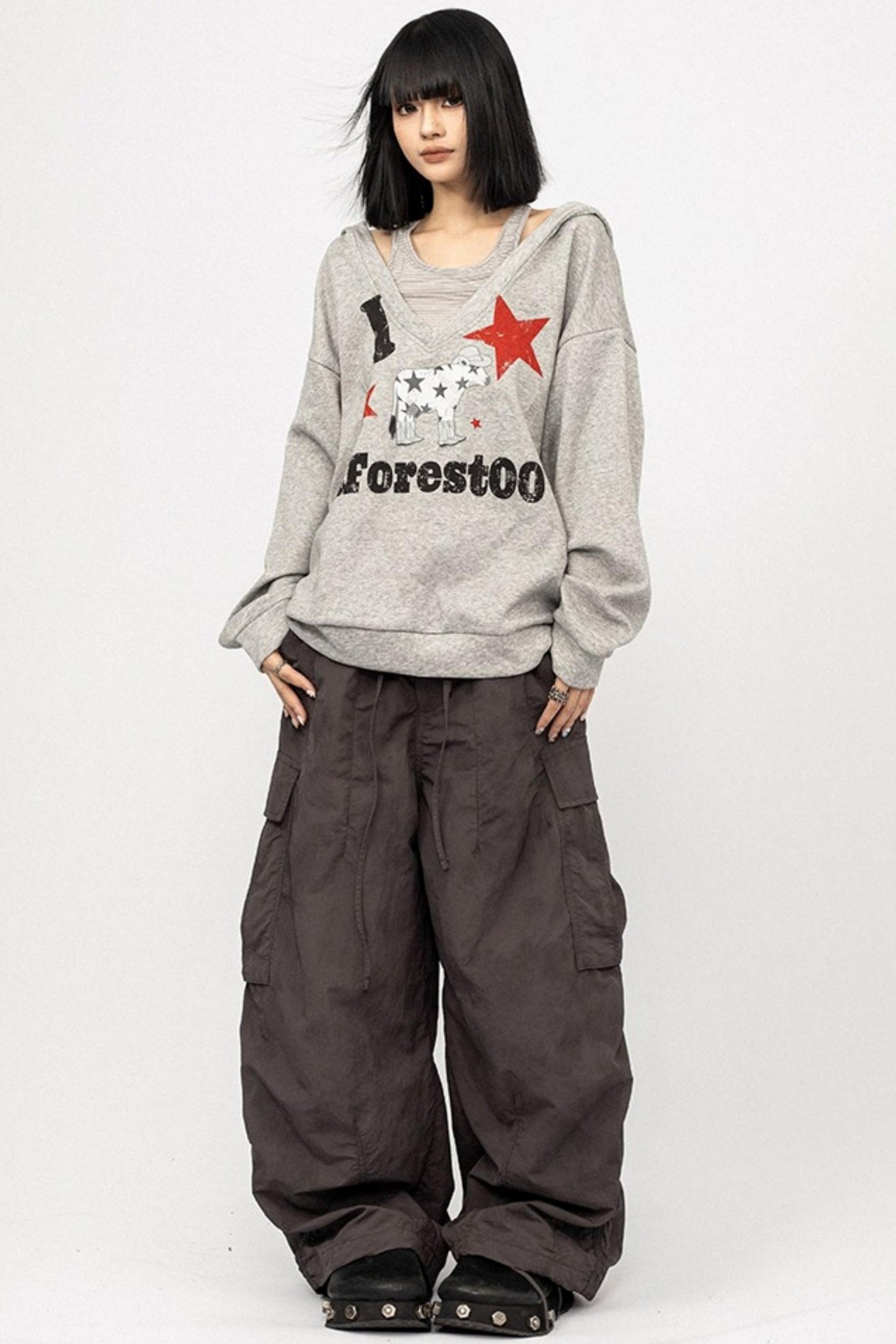 Slanted Shoulder Sweatshirt