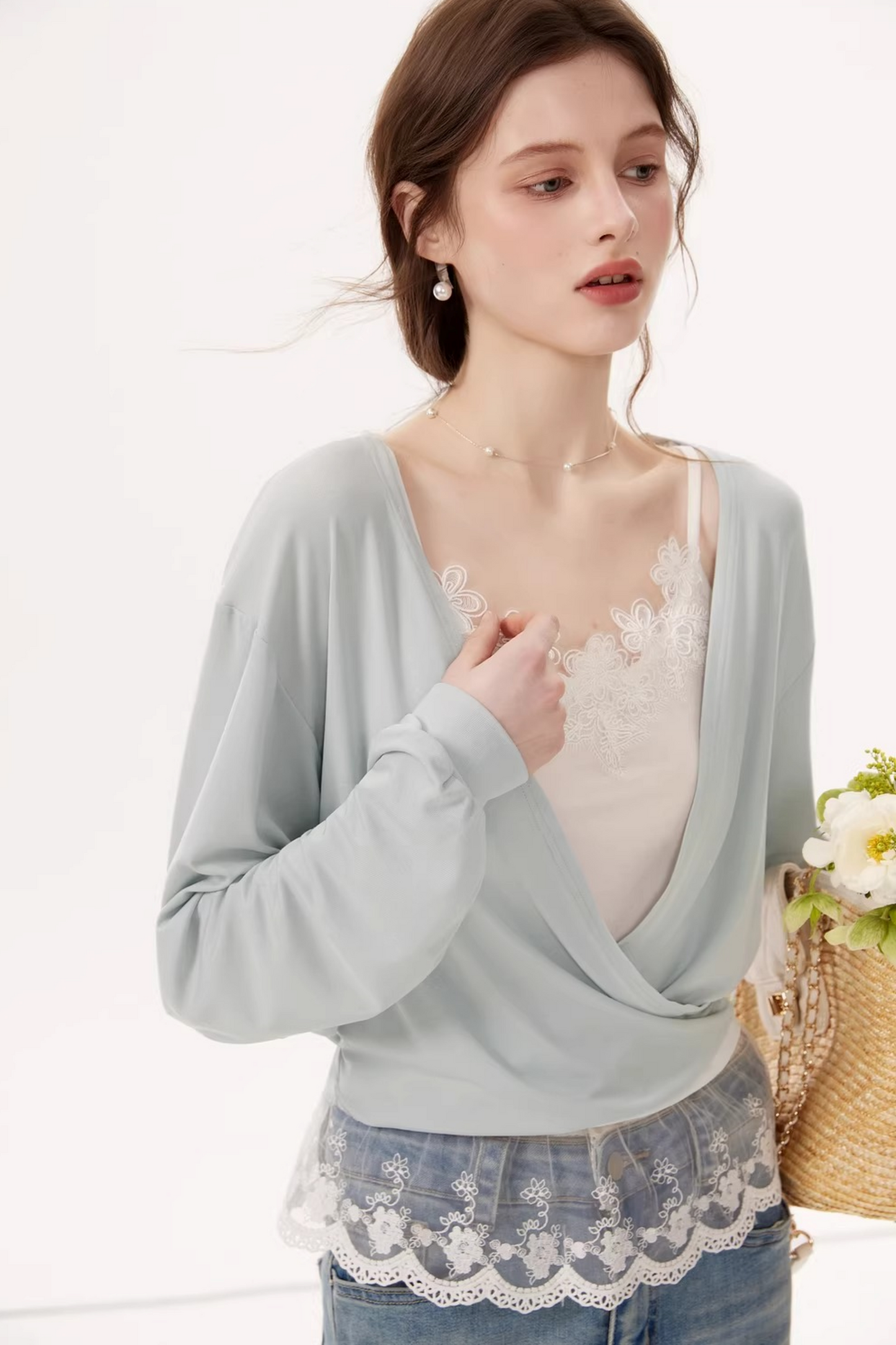 Lyocell Lace Batwing Top