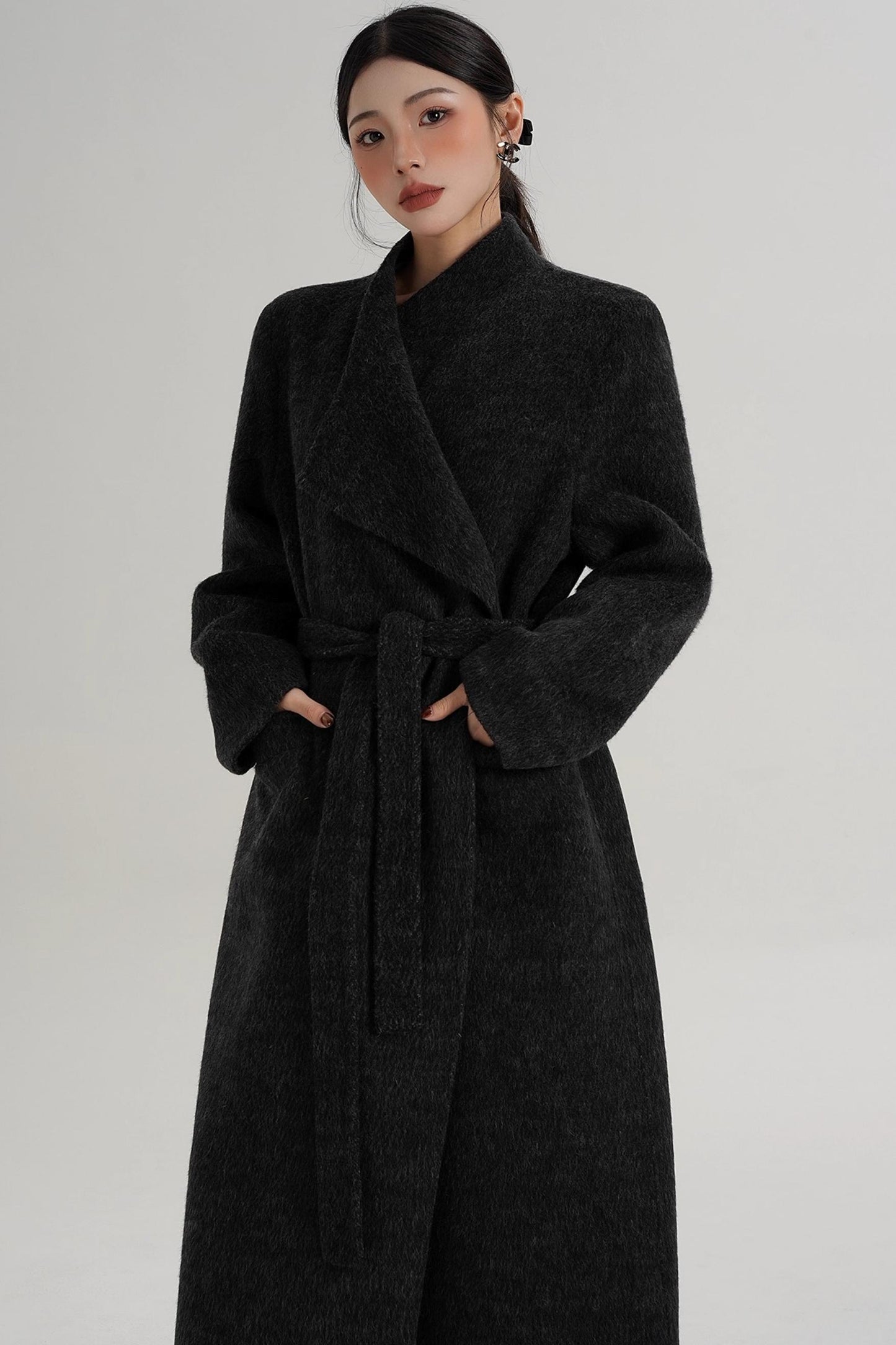 Charcoal Black Wool Coat