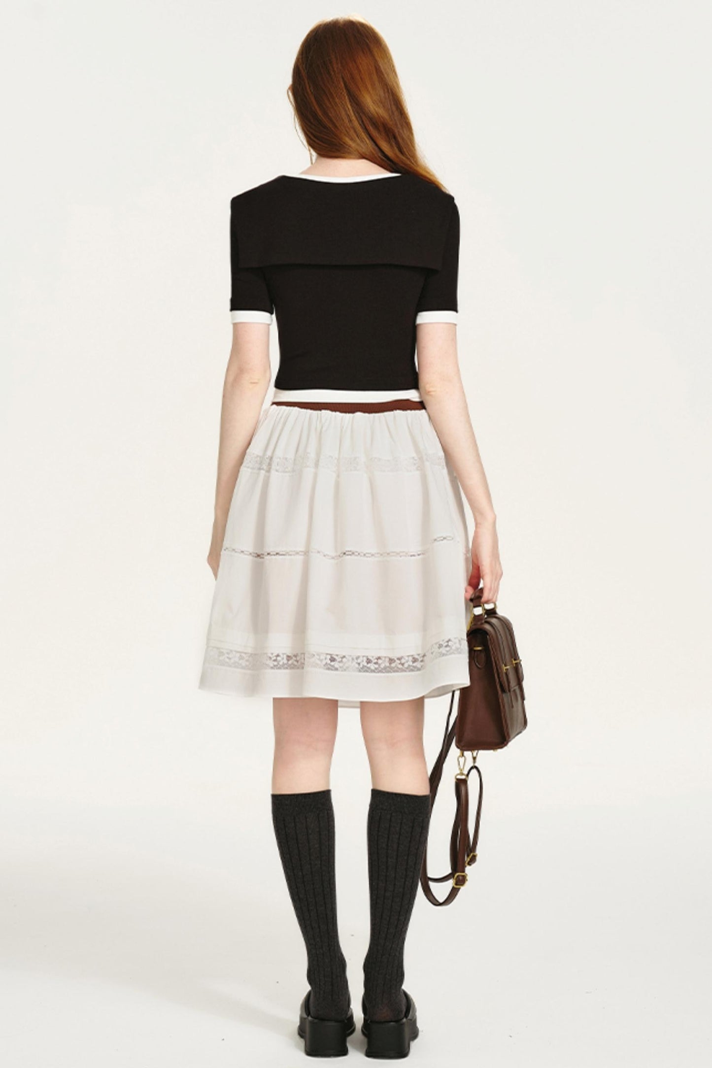 Lace-Panel Bustier Skirt