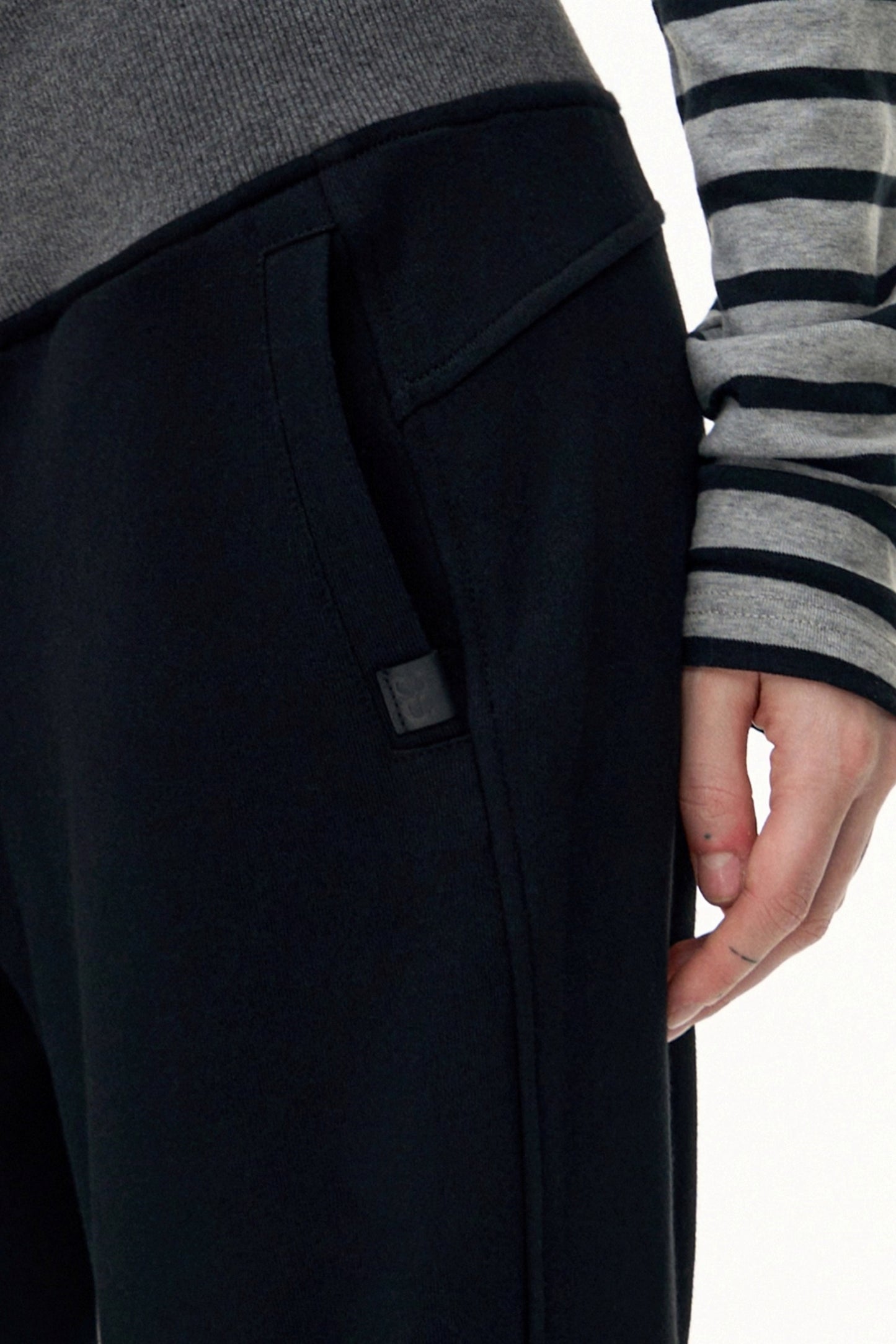 Drawstring Cotton Flared Sweatshirt Slacks