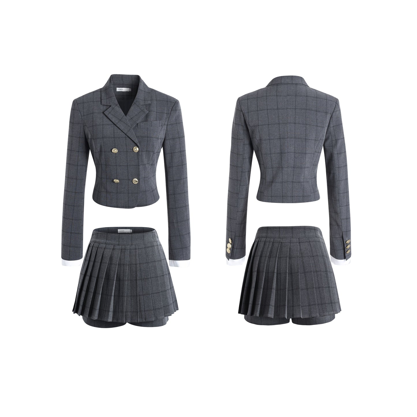 British pleated skirt two-piece jacket suit