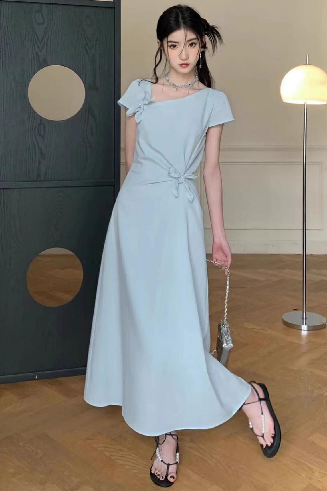 Twisted Cyan Blue Dress