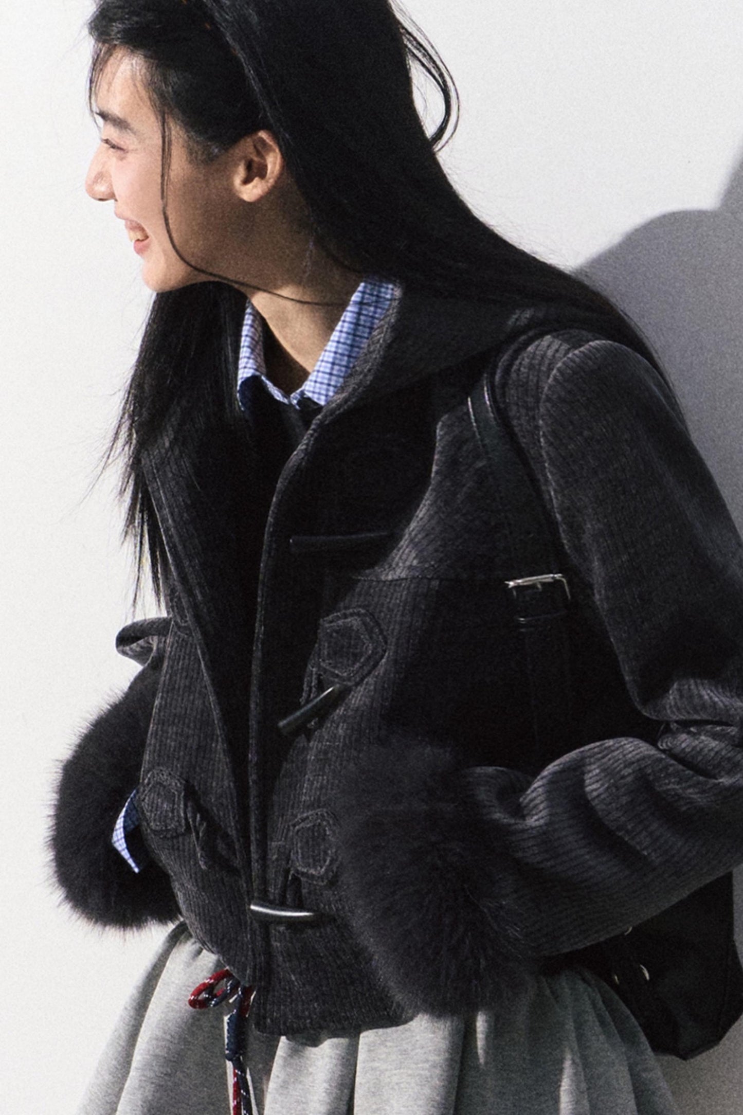 대학 스타일 짧은 따뜻한 벨벳 코트