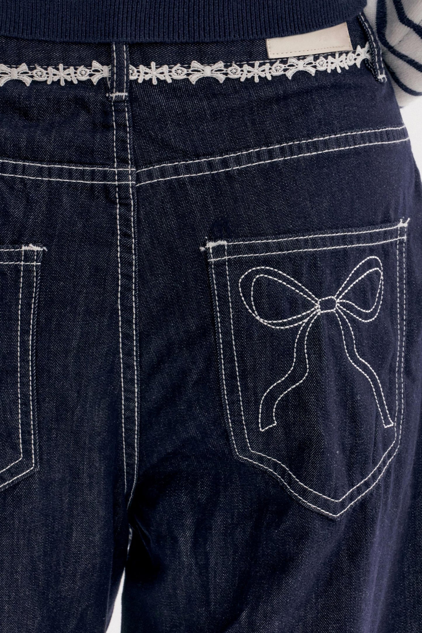 Lazy French Lace Wide-leg Denim Pants