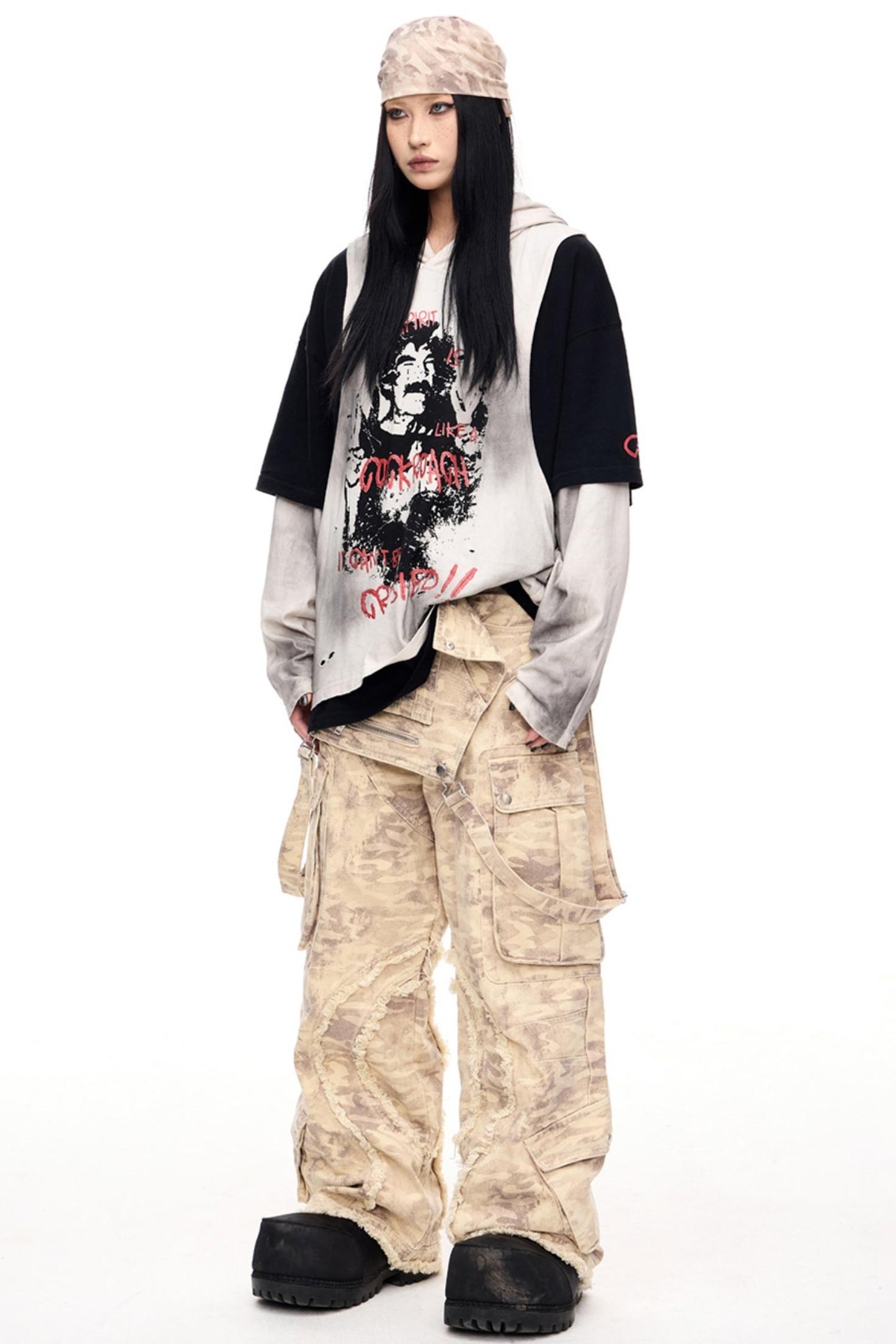 레트로 스트레이트 레그 카고 팬츠