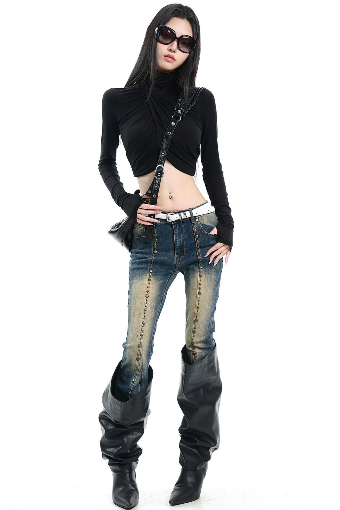 Sexy Black Pleated Top