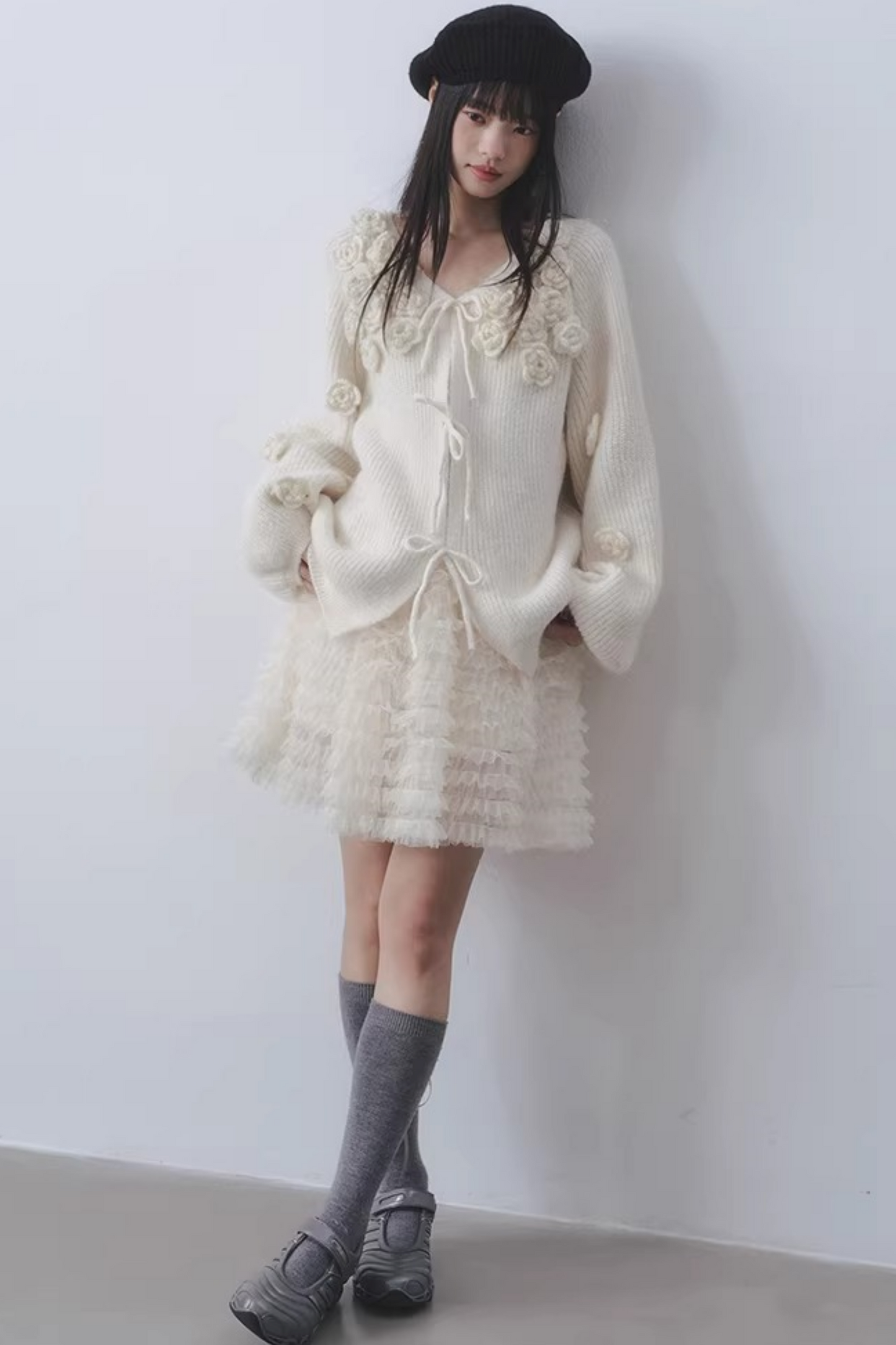 Milky White Floral Cardigan