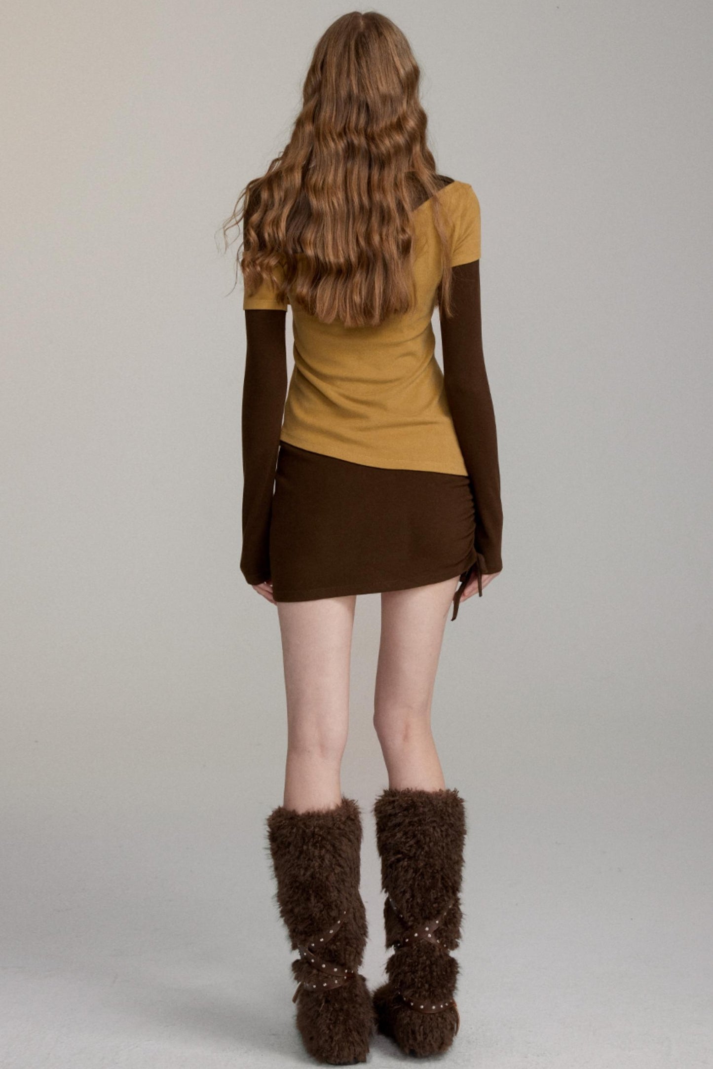 Falsches Zweiteiler-Drawstring-Kleid