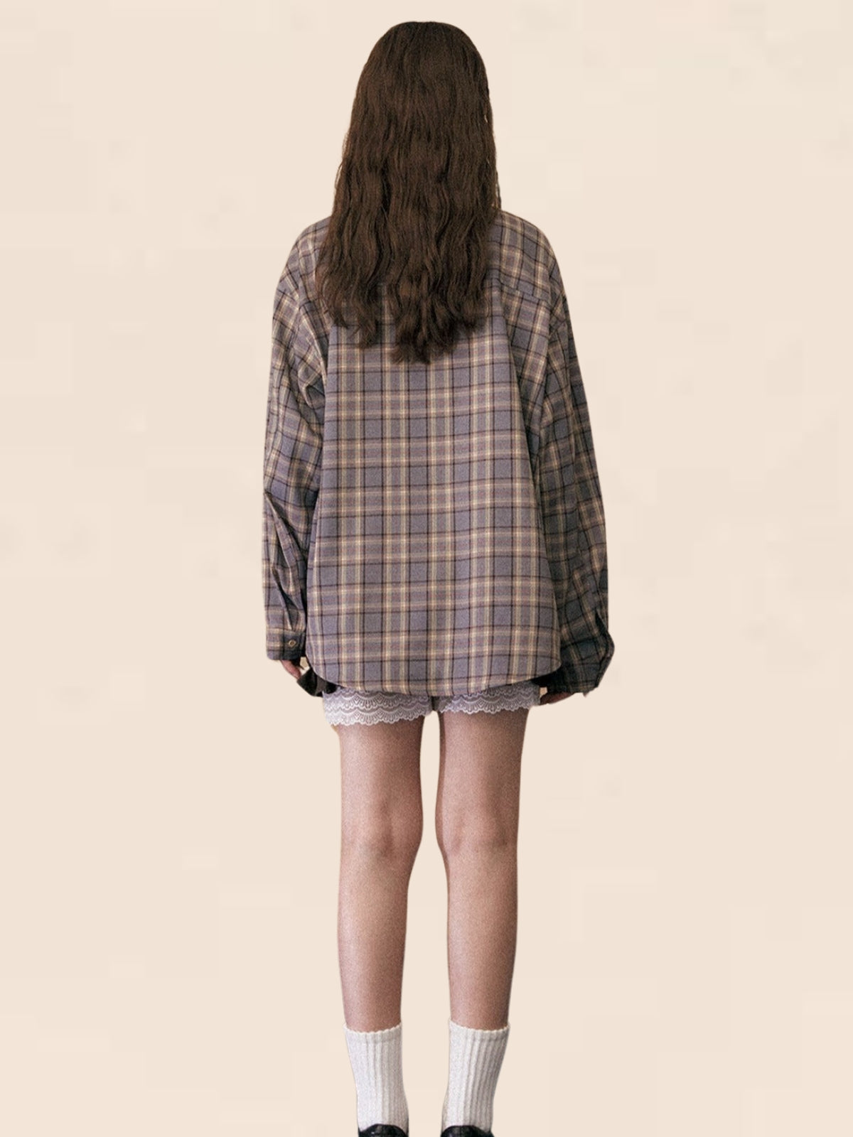 Slim Retro Purple Plaid Shirt