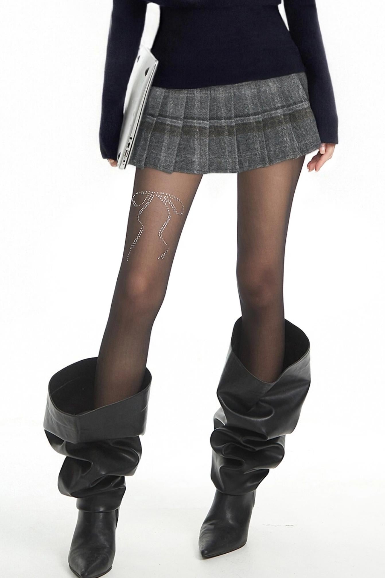 Black Knitted Turtleneck Top Set-Up