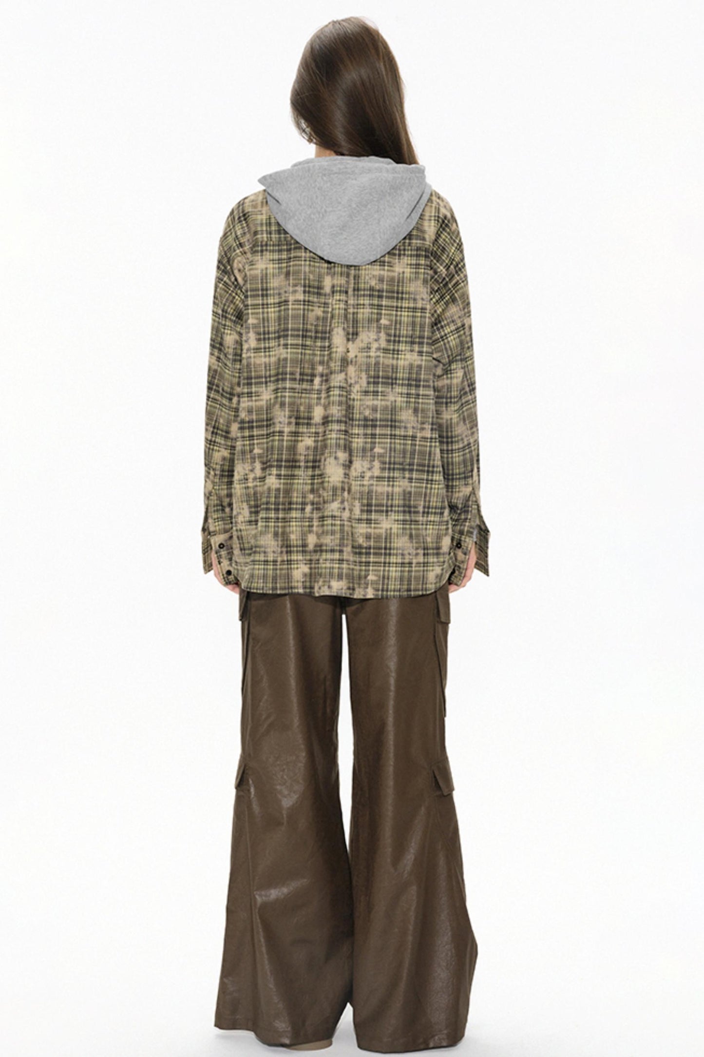 Distressed Green Plaid Shirt Jacket