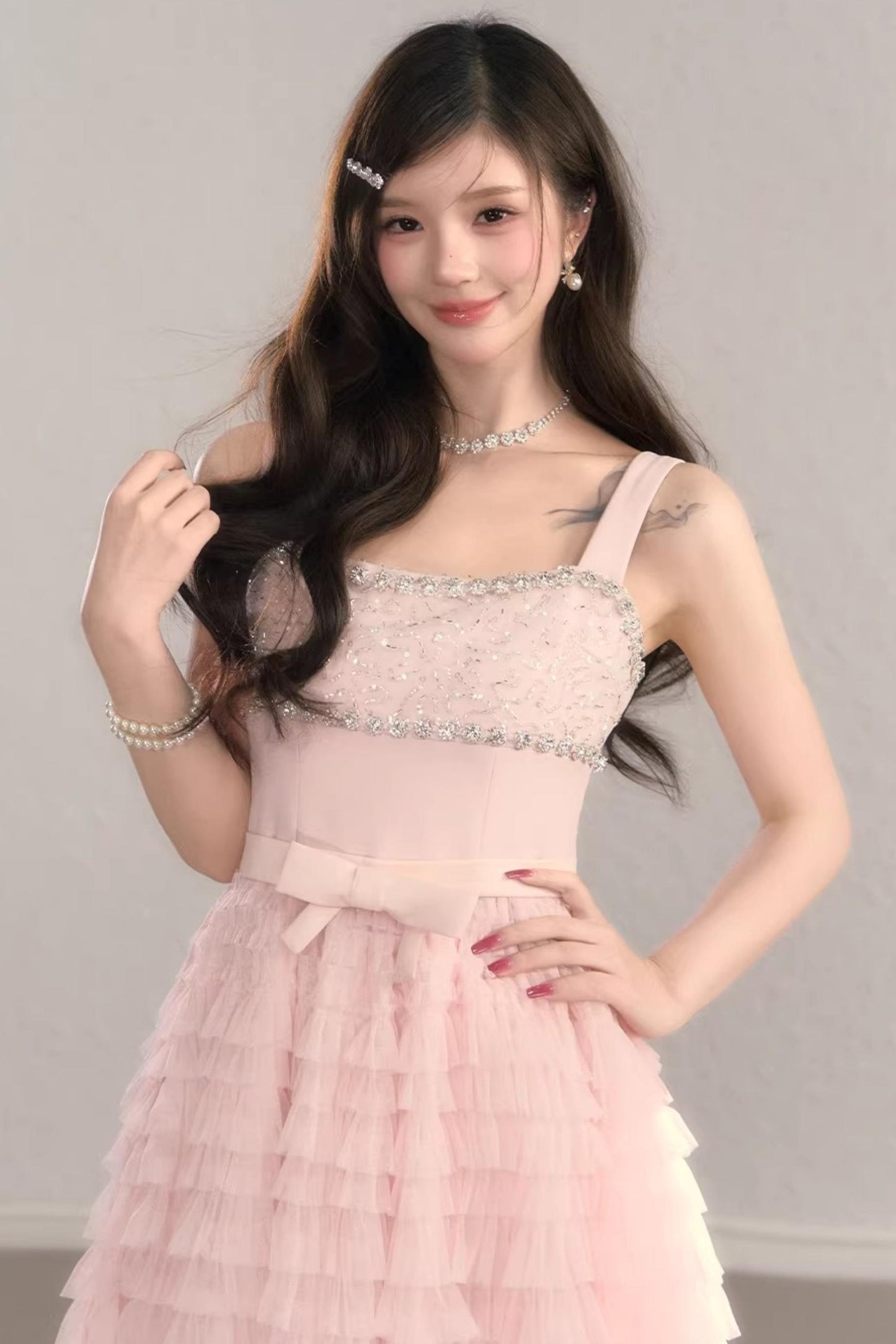 Robe en Dentelle Rose Rêvée
