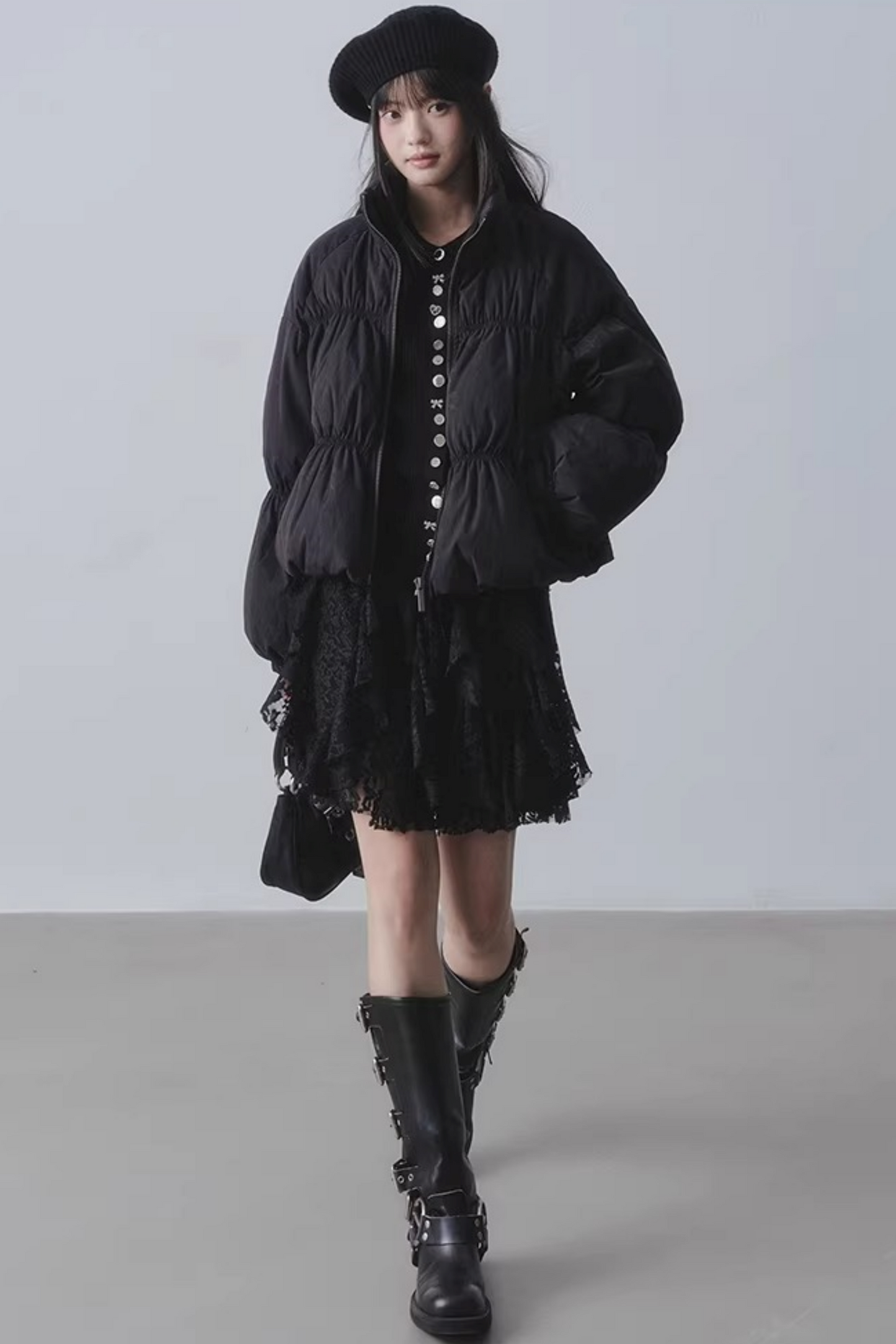 Lace Velvet High-Waisted Skirt