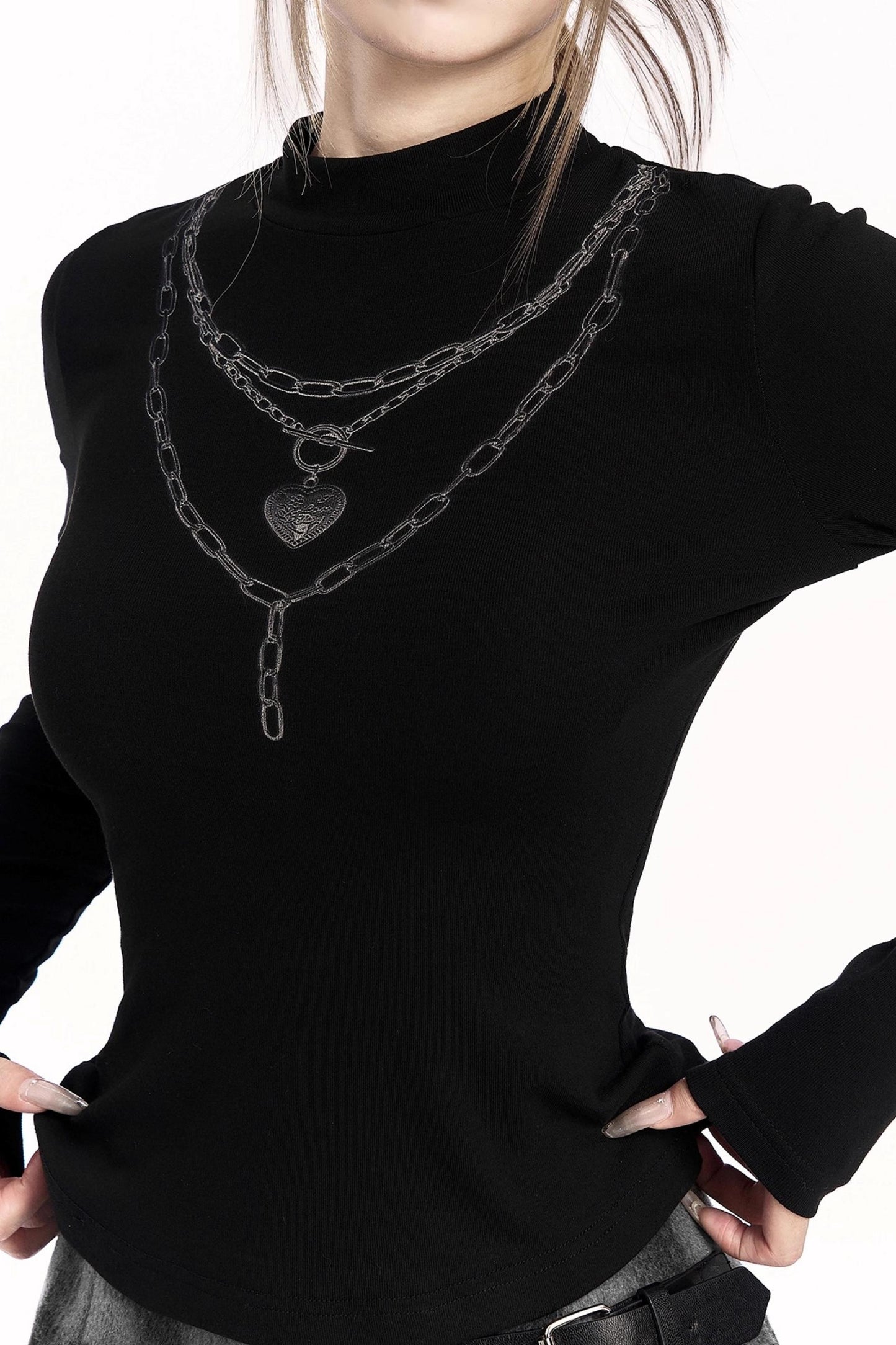 Chain Print Slim Fit Top