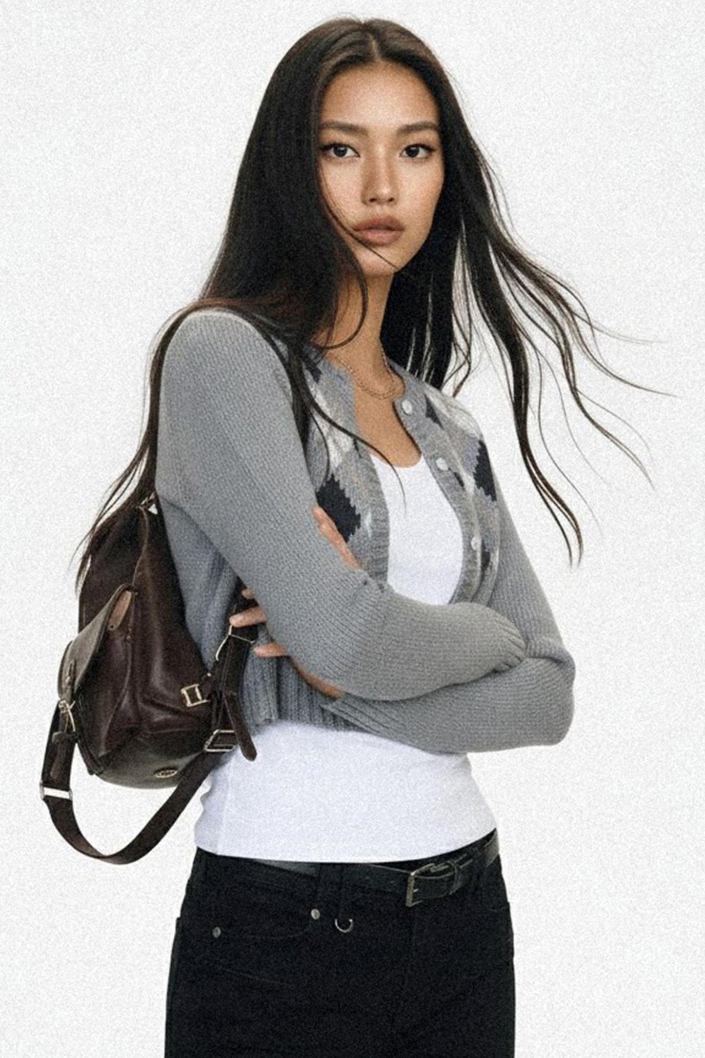 Contrasting Plaid Short Cardigan