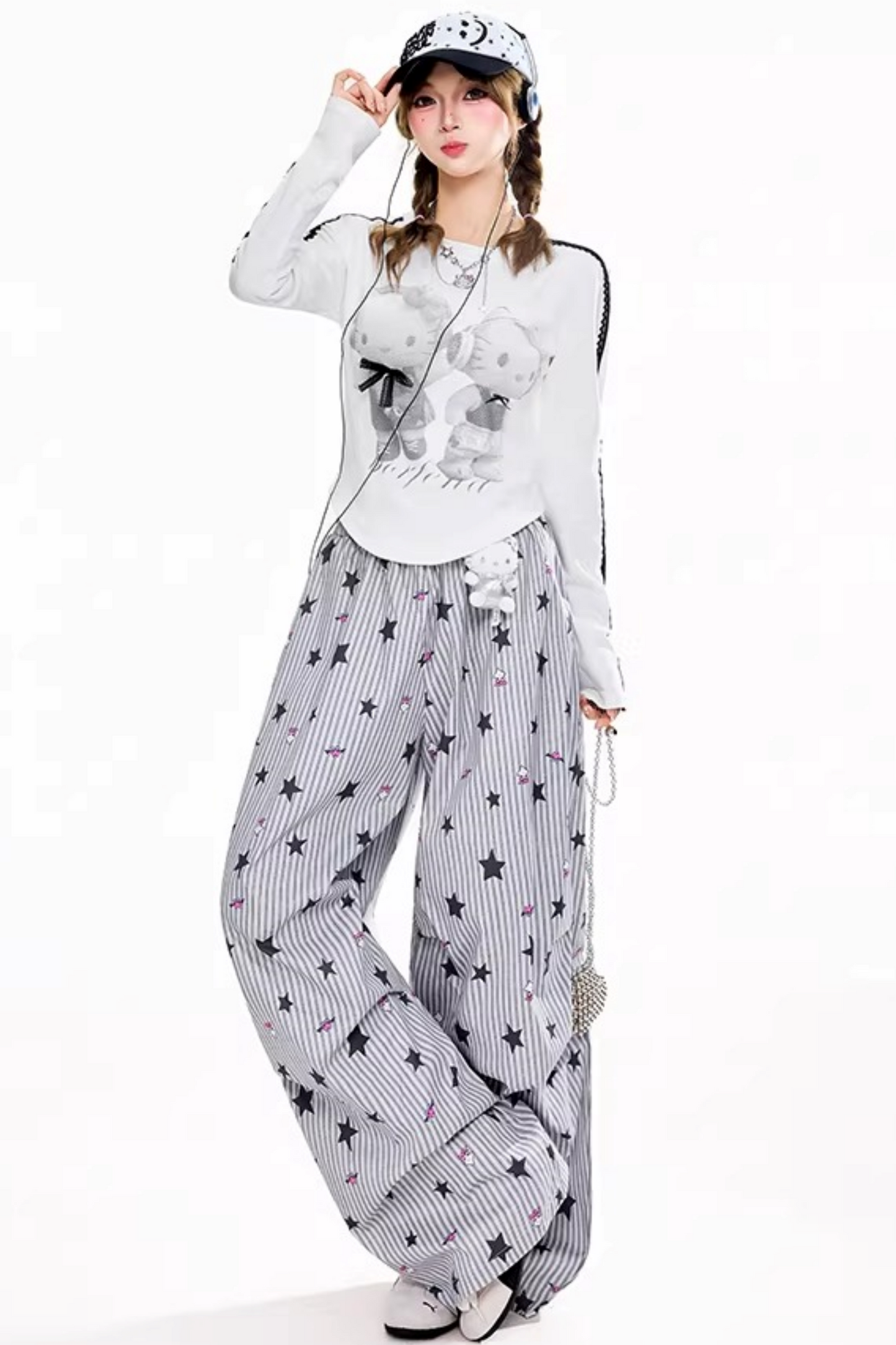 Retro Striped Wide-Leg Pants