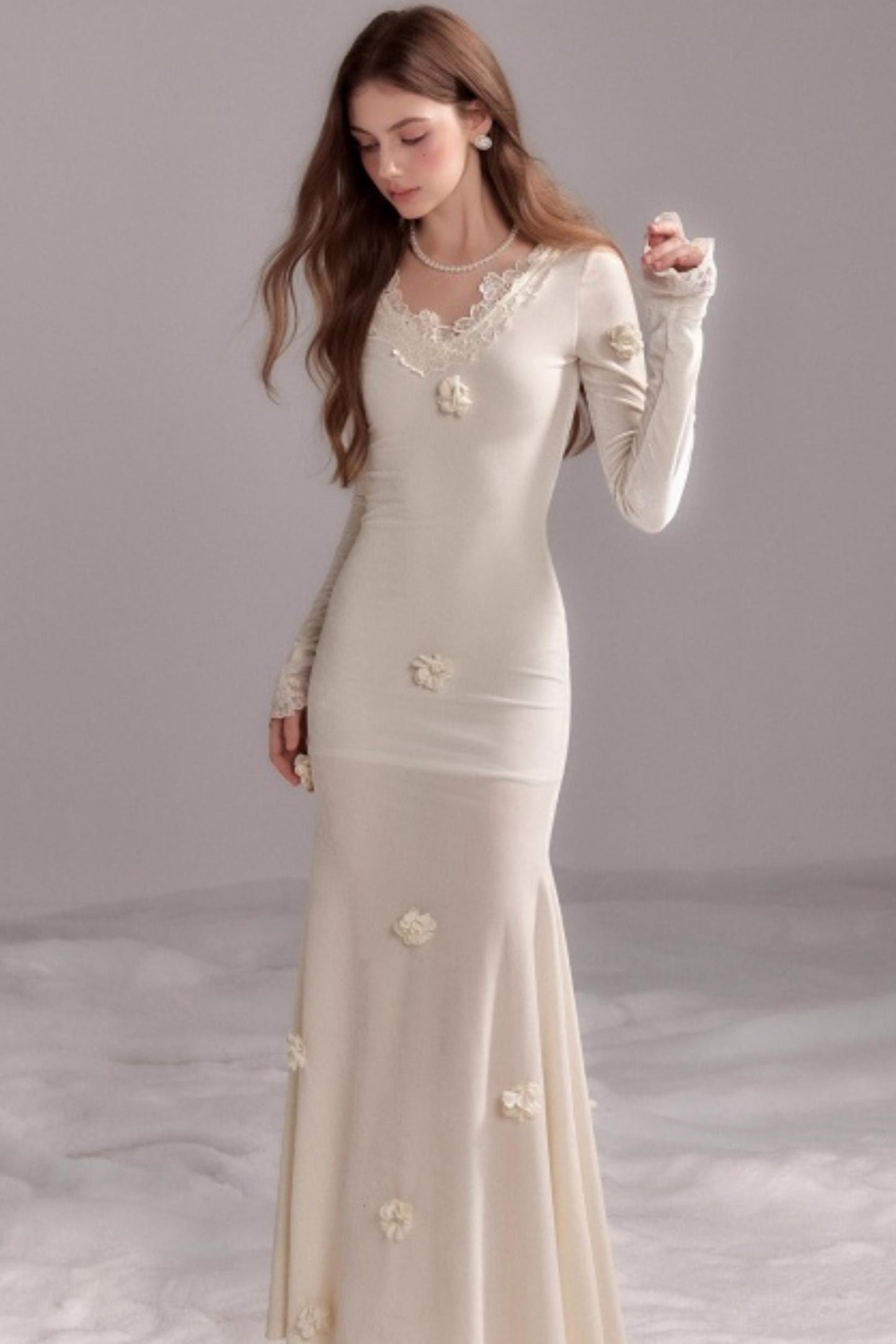 Three-Dimensional Mermaid Lace Patchwork Dress