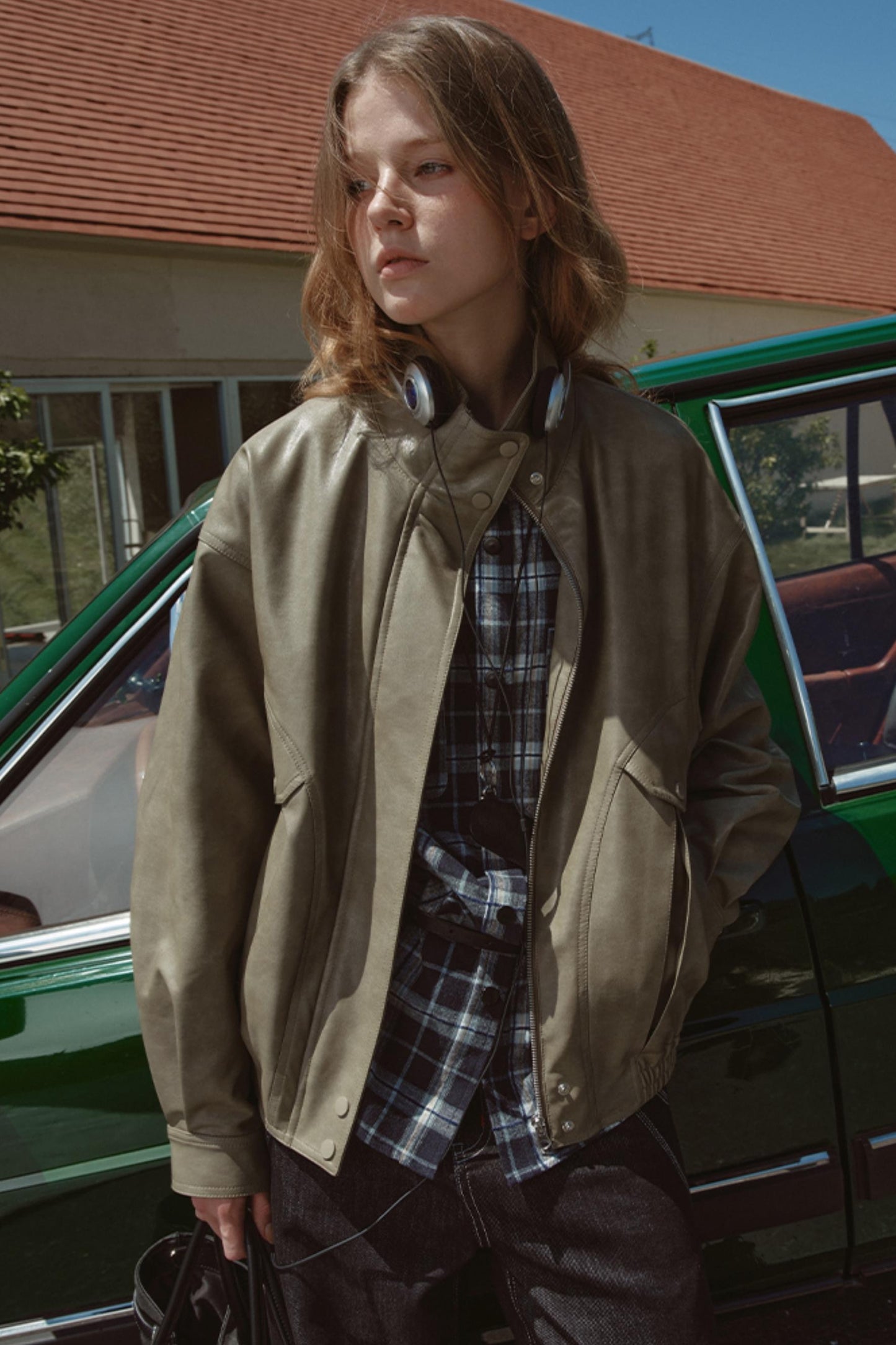 Mixed Texture Leather Jacket