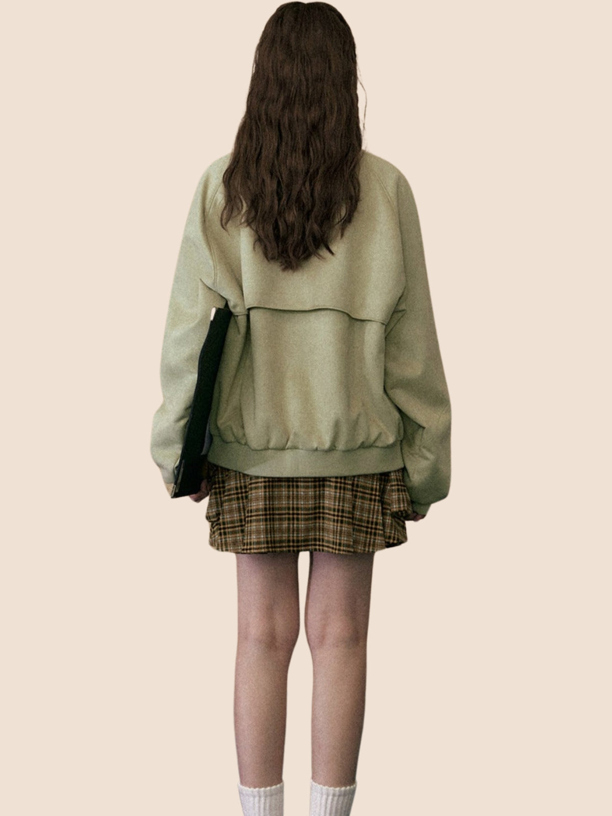 Light Green And Pink-Purple Casual Coat