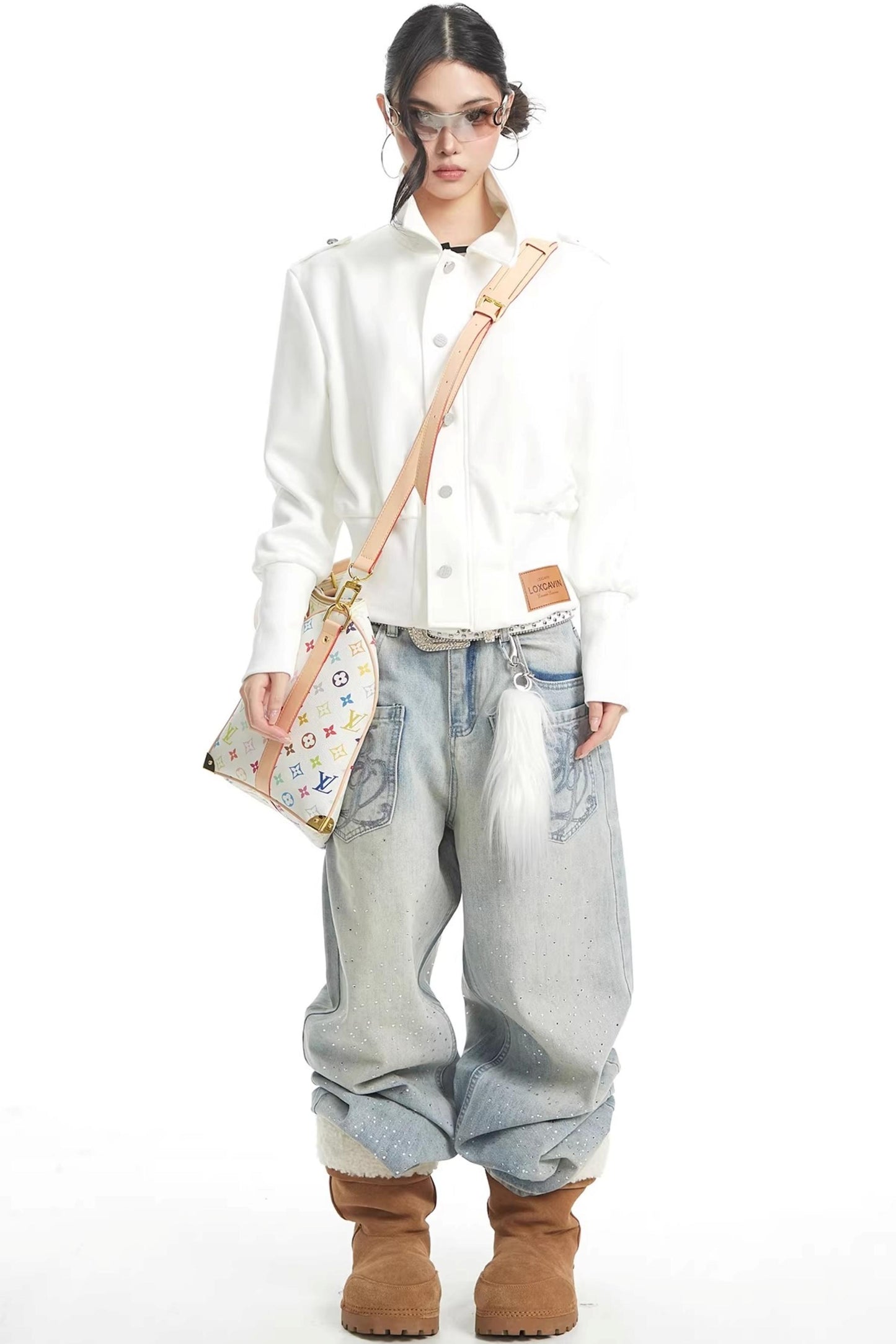 Vintage White Stand Collar Top