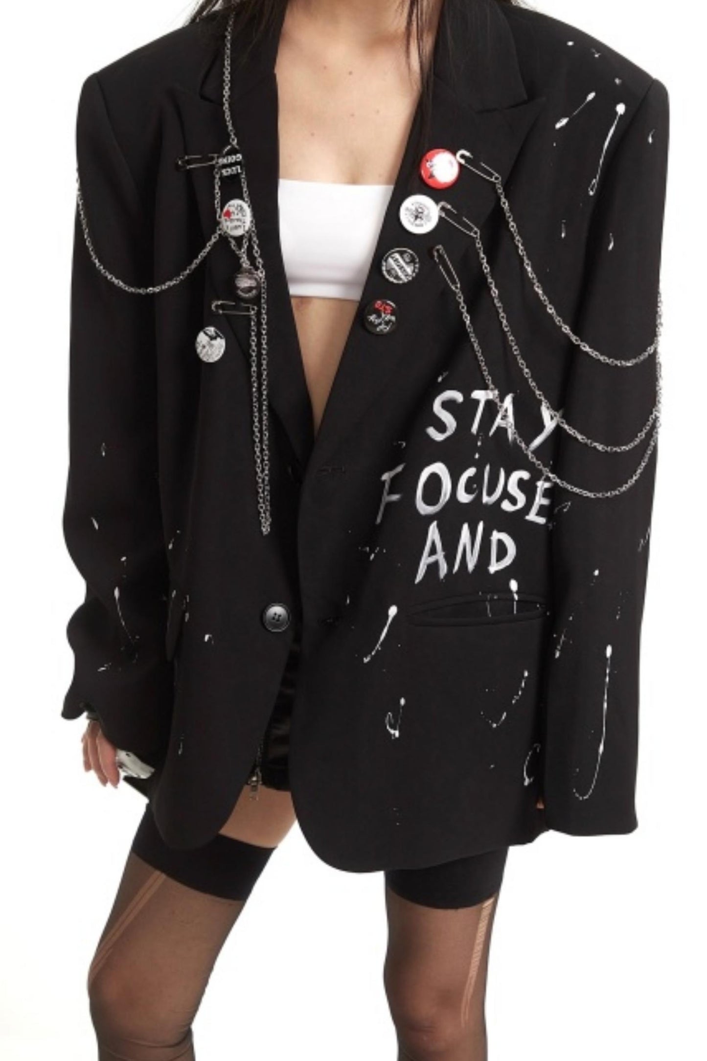 Gothic Print Chain Jacket